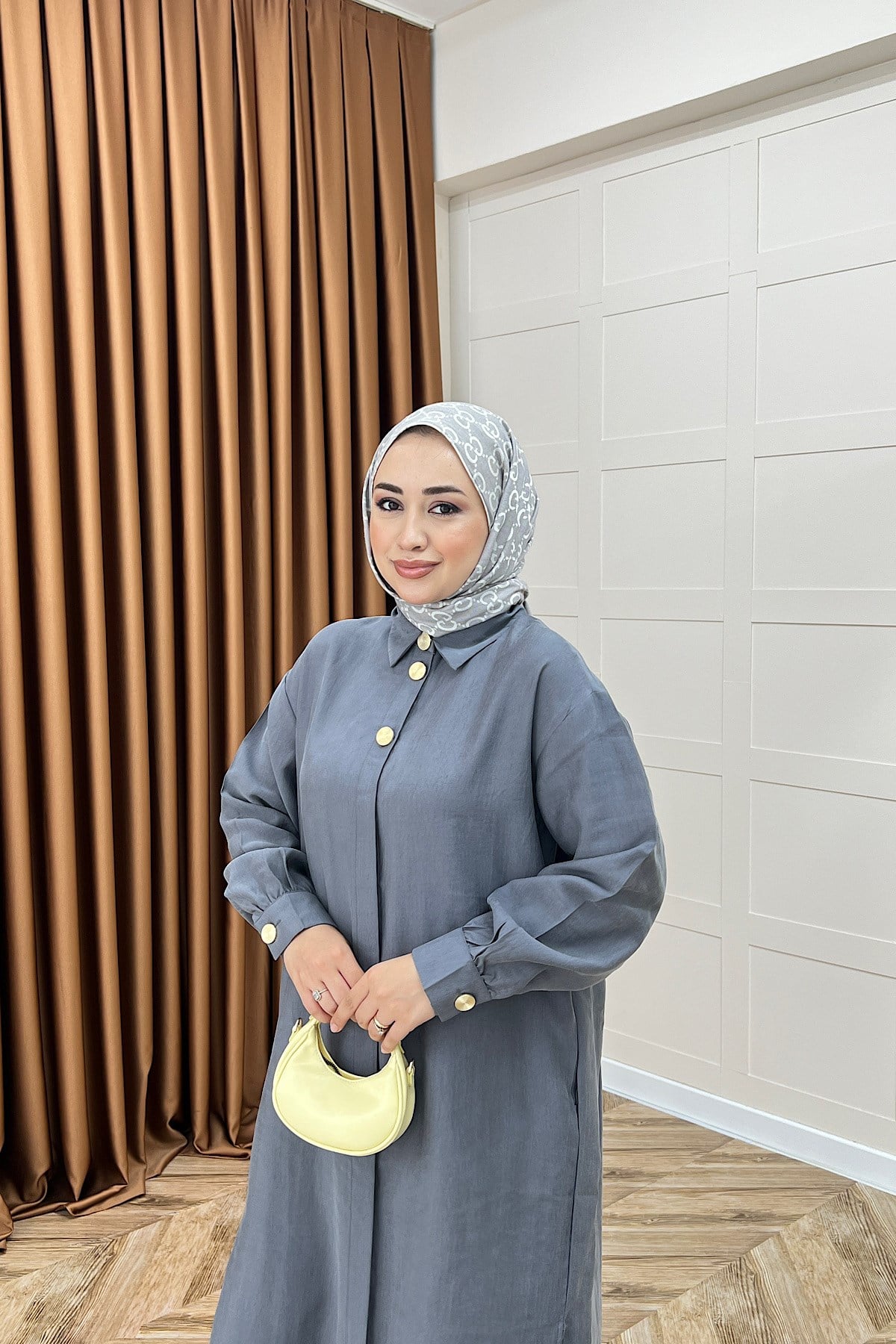 Zaina Uzun Tunik Gri