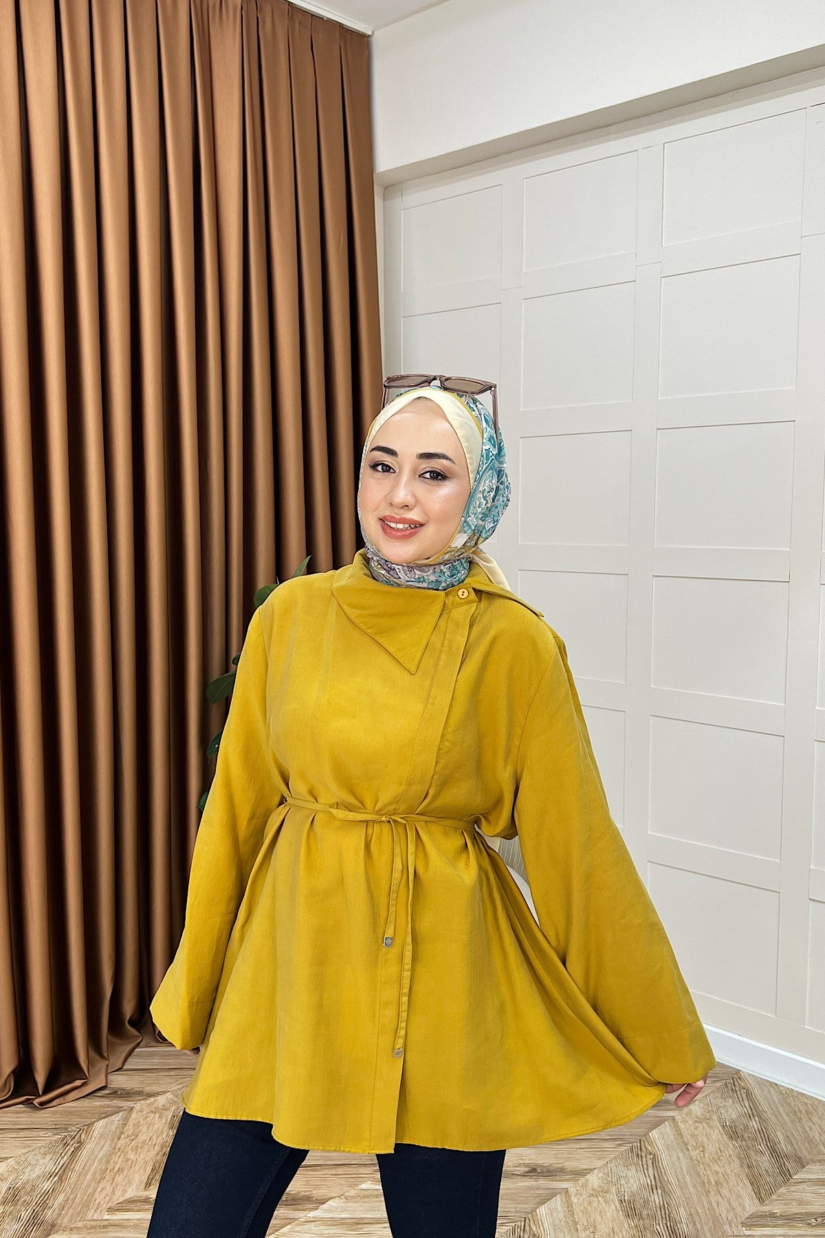 Zenith Kuşaklı Gömlek Hardal
