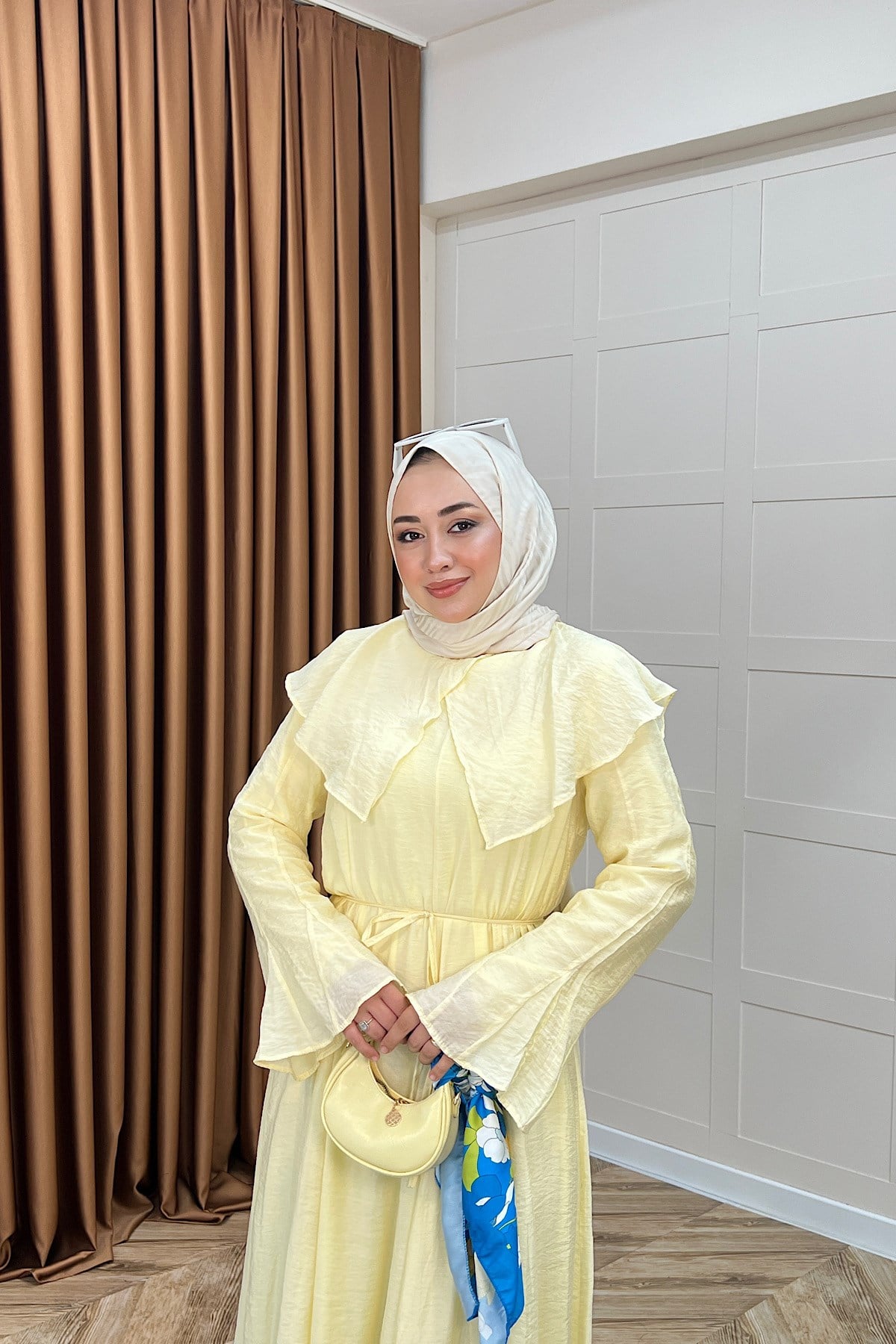 Zeny Yaka Detay Elbise Sarı