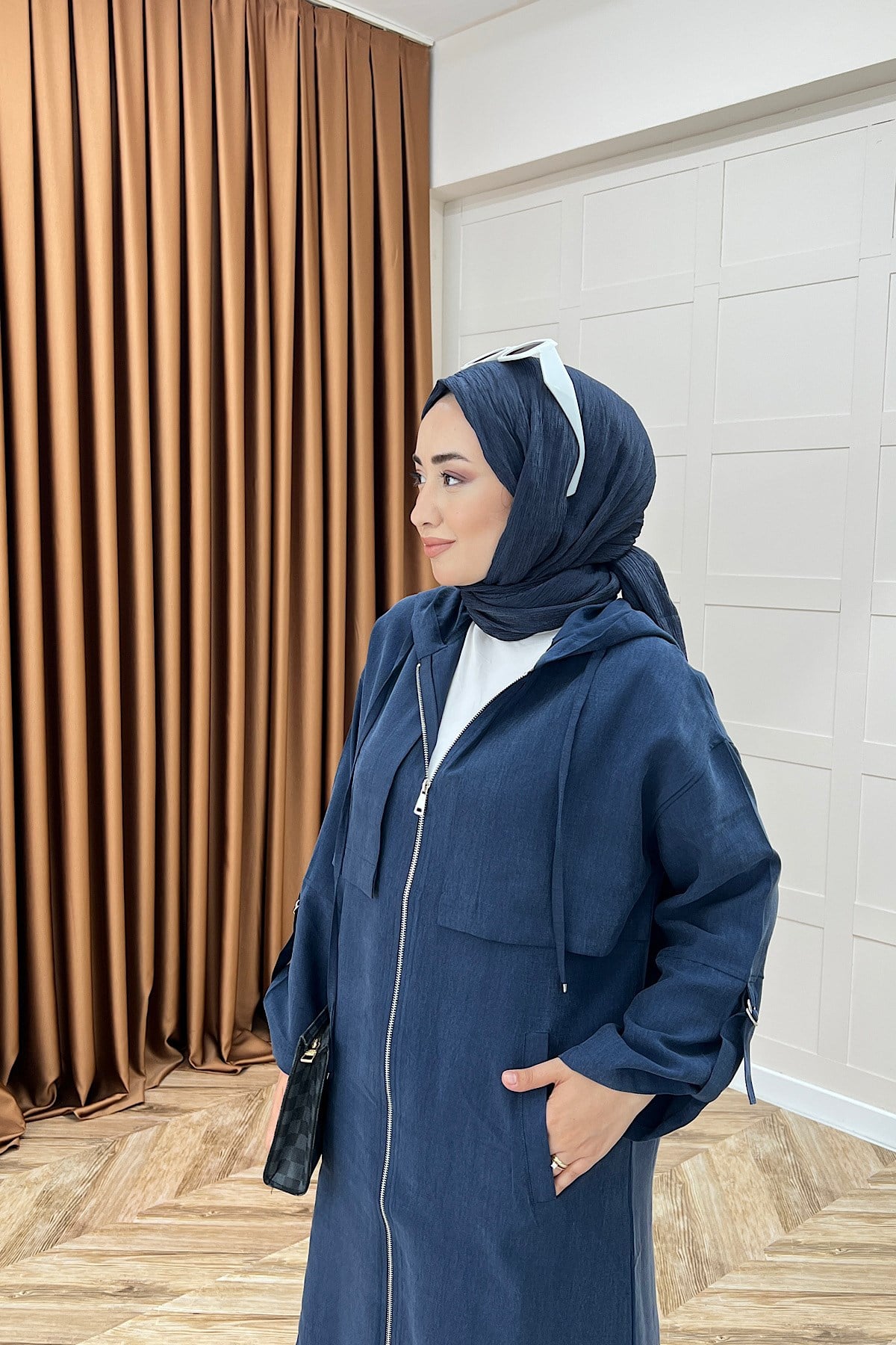 Zeva Fermuarlı Kap Lacivert