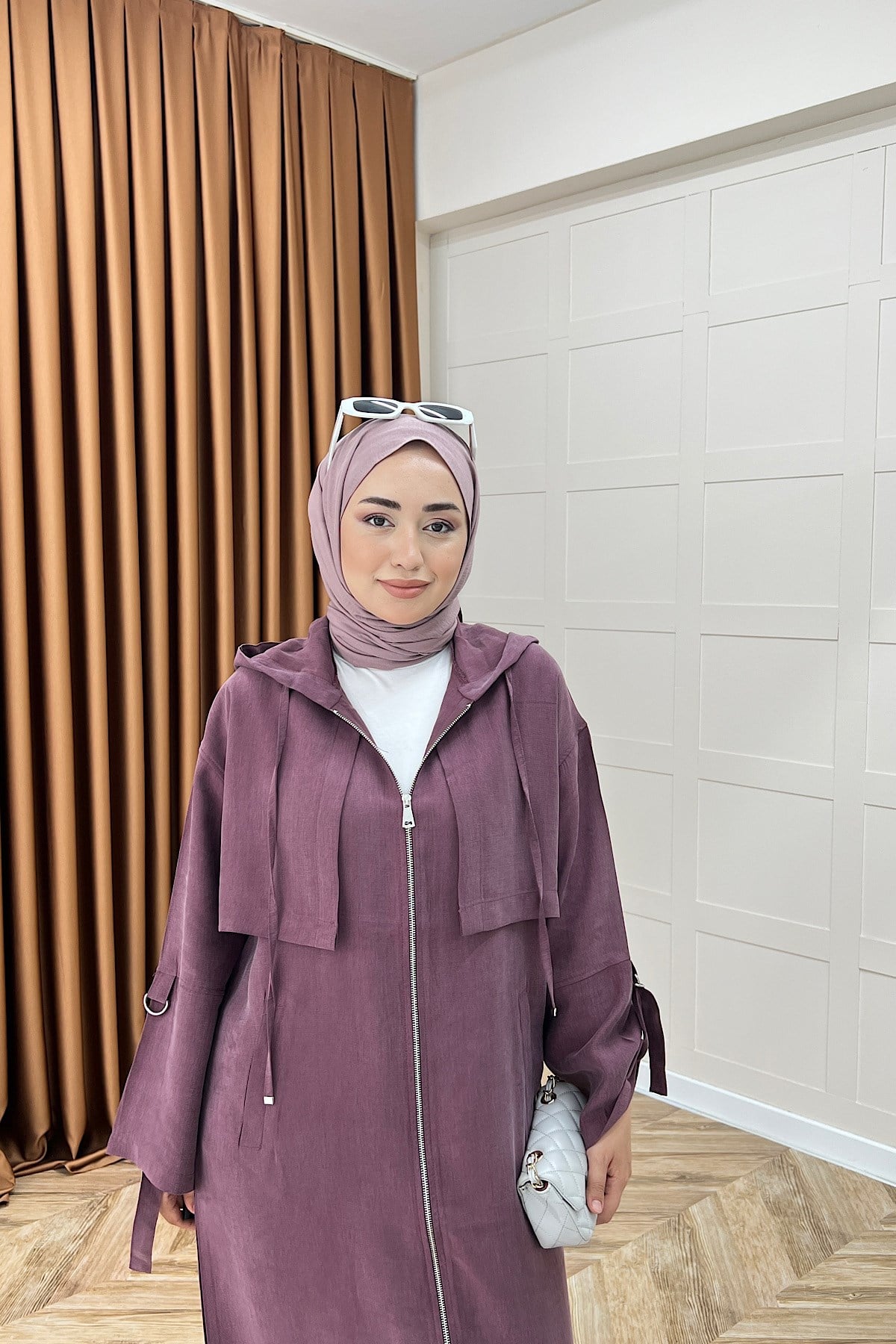 Zeva Fermuarlı Kap Mürdüm