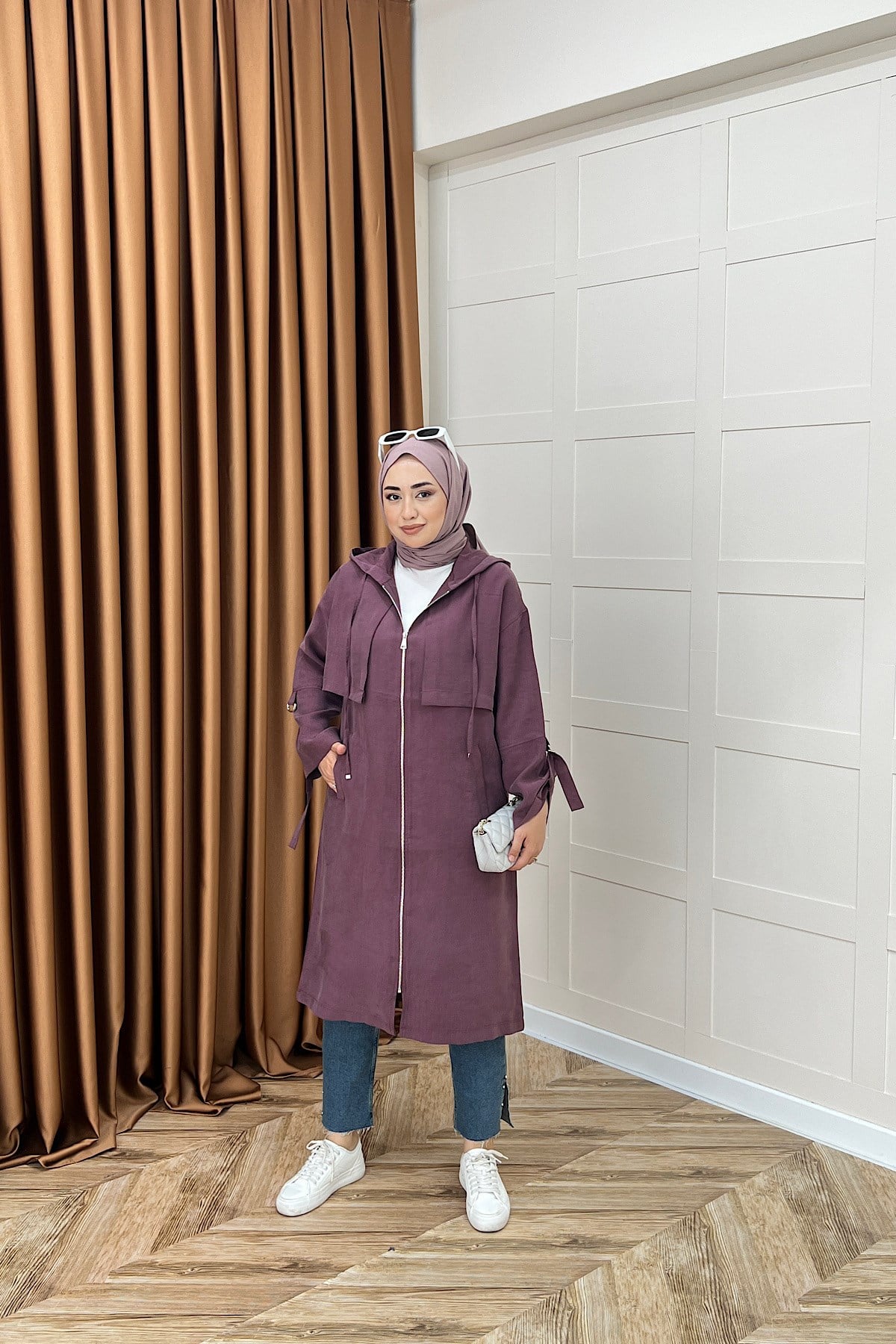Zeva Fermuarlı Kap Mürdüm