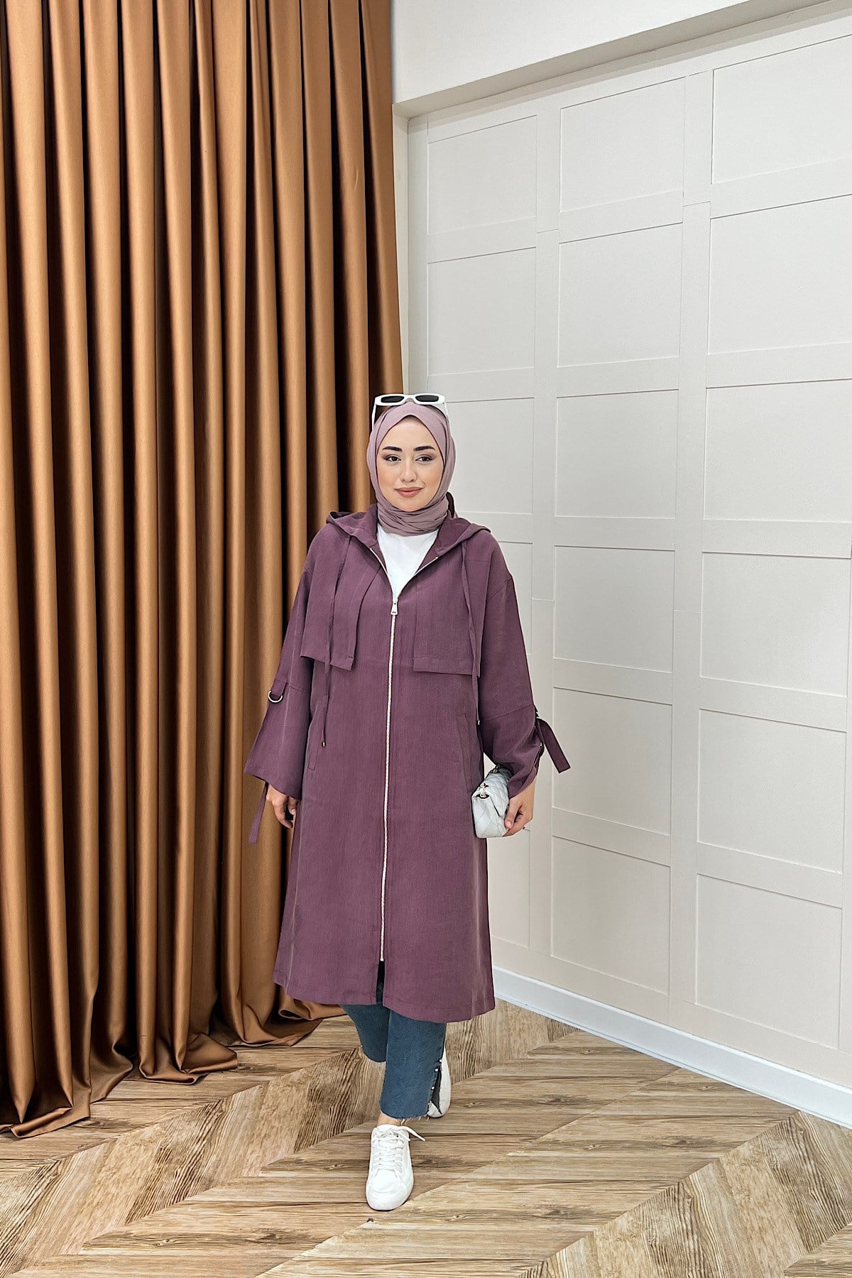 Zeva Fermuarlı Kap Mürdüm