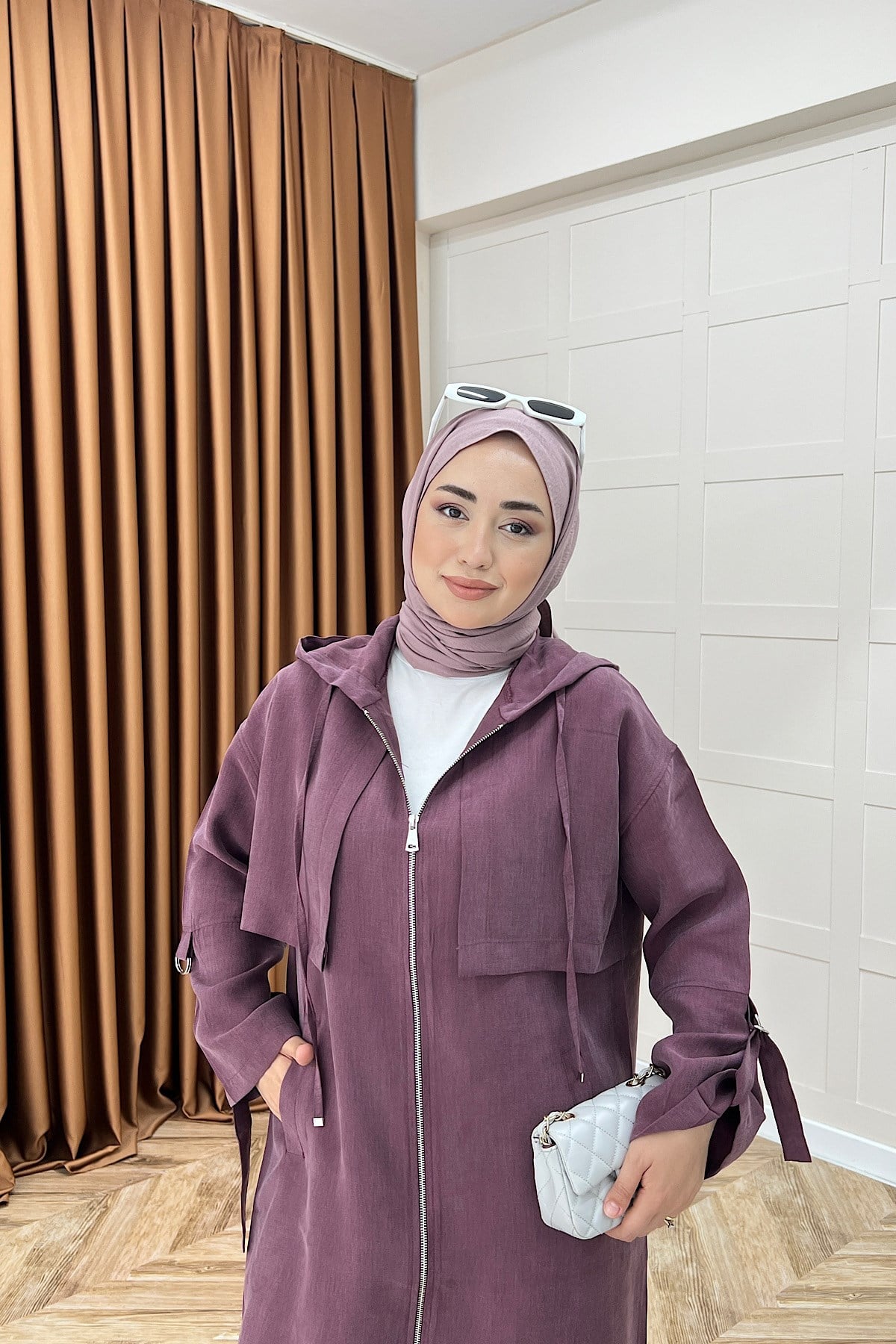 Zeva Fermuarlı Kap Mürdüm