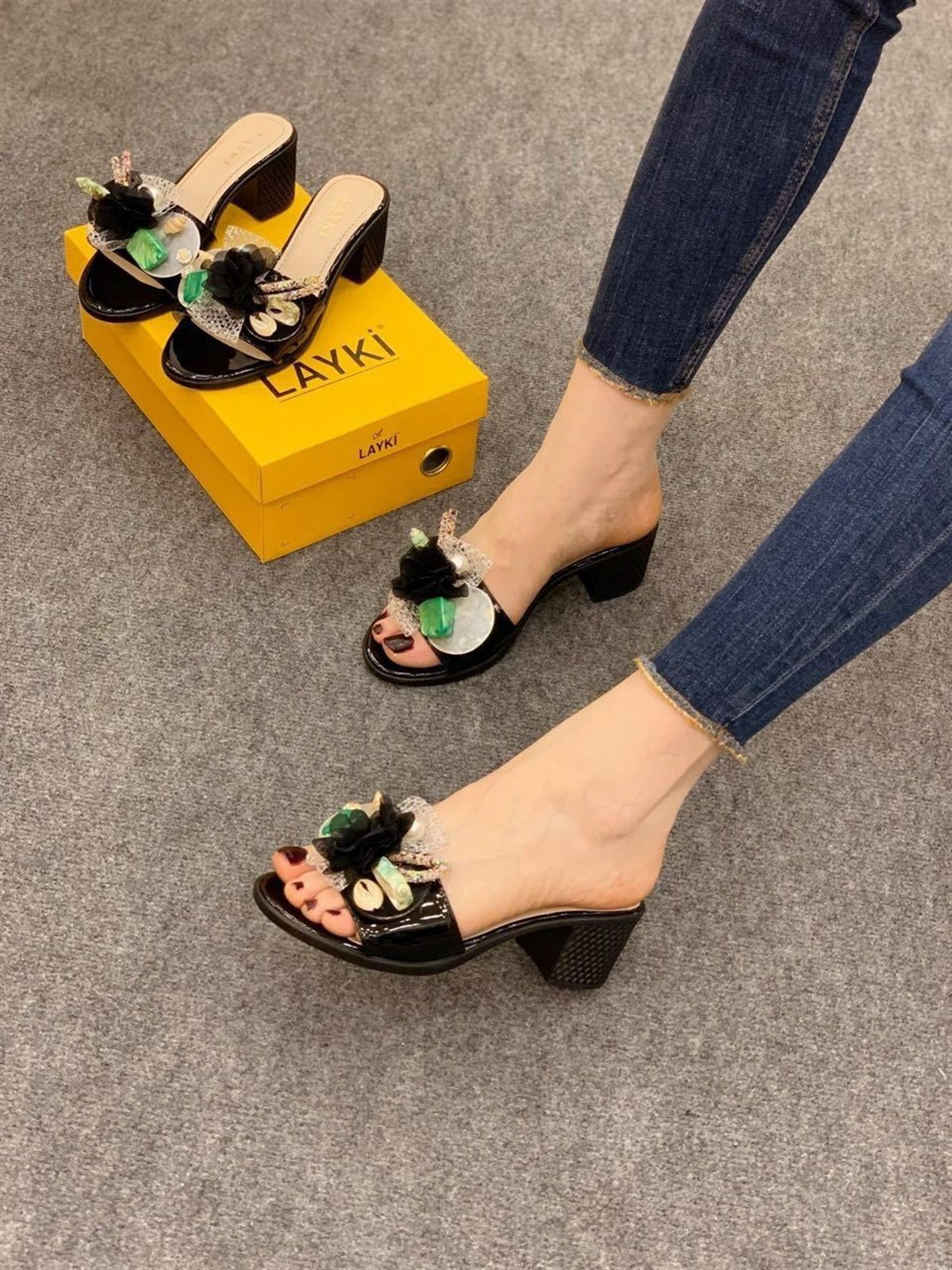 Zairon Siyah Renkli Kadın Terlik 