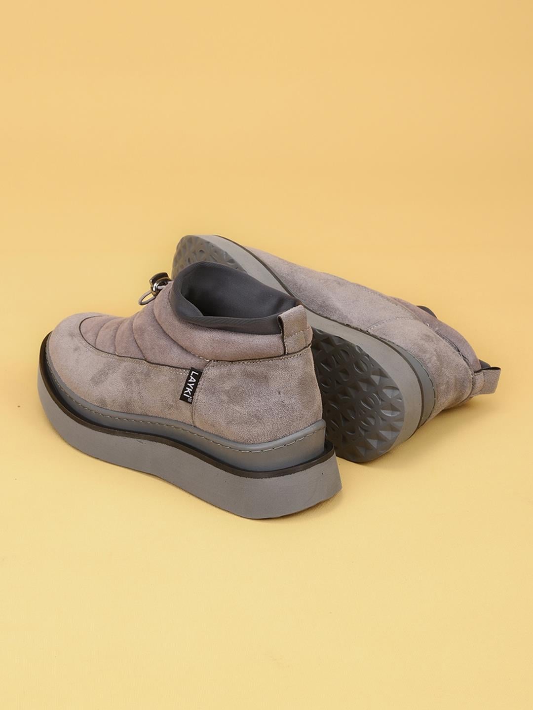 0020148503Laykiاحذية بنعل سميكLUXOR Kadın Dolgulu Kışlık Gri Sneaker Bot