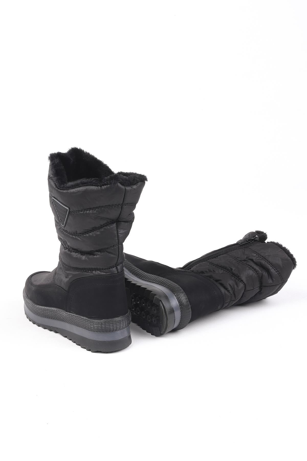 999013040501MarkasızTERLİKStrea Siyah Renkli Fermuarlı UGG Tüylü Kadın Bot