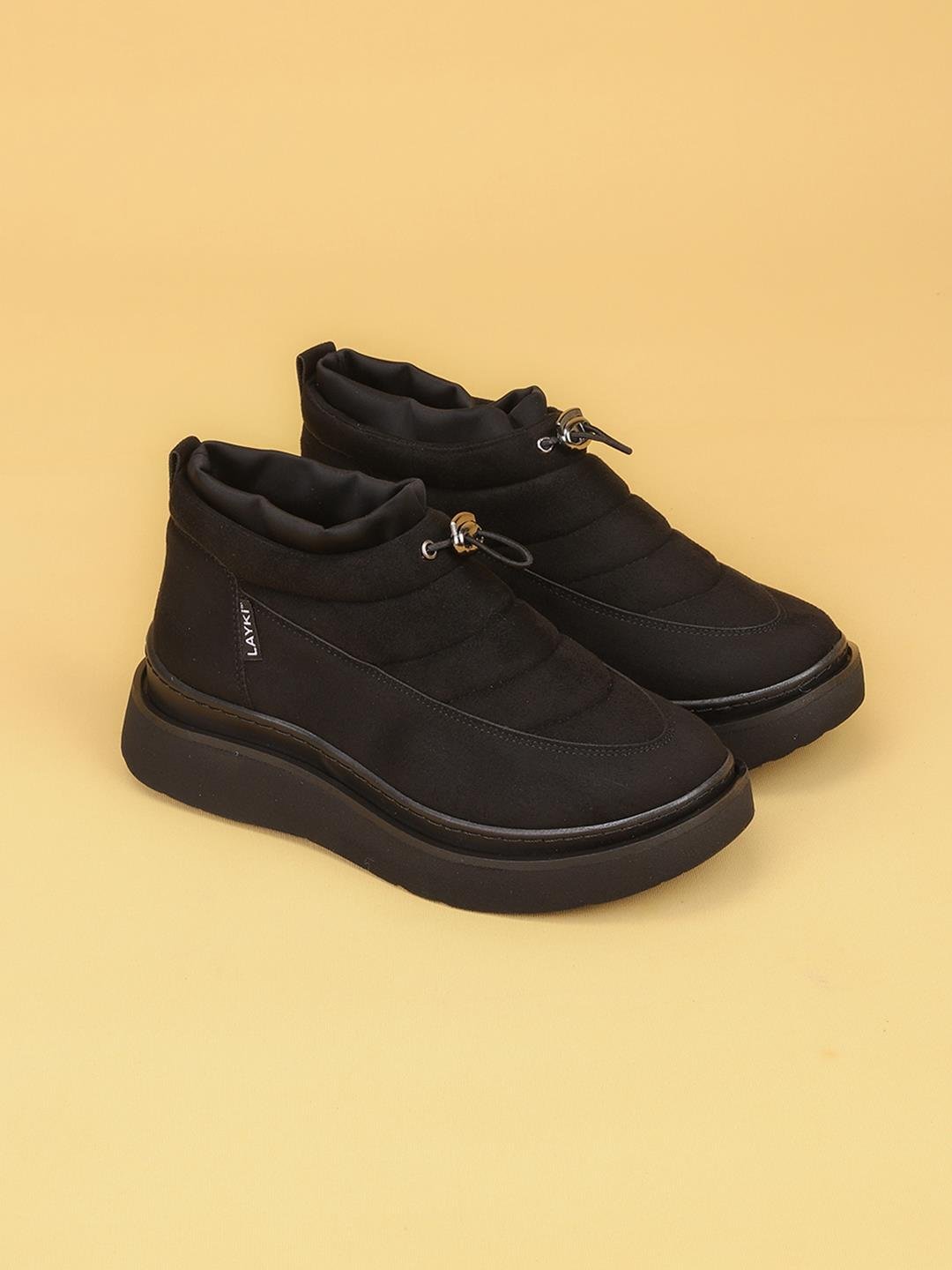0020148503LaykiThick Sole LUXOR Kadın Dolgulu Kışlık Siyah Sneaker Bot