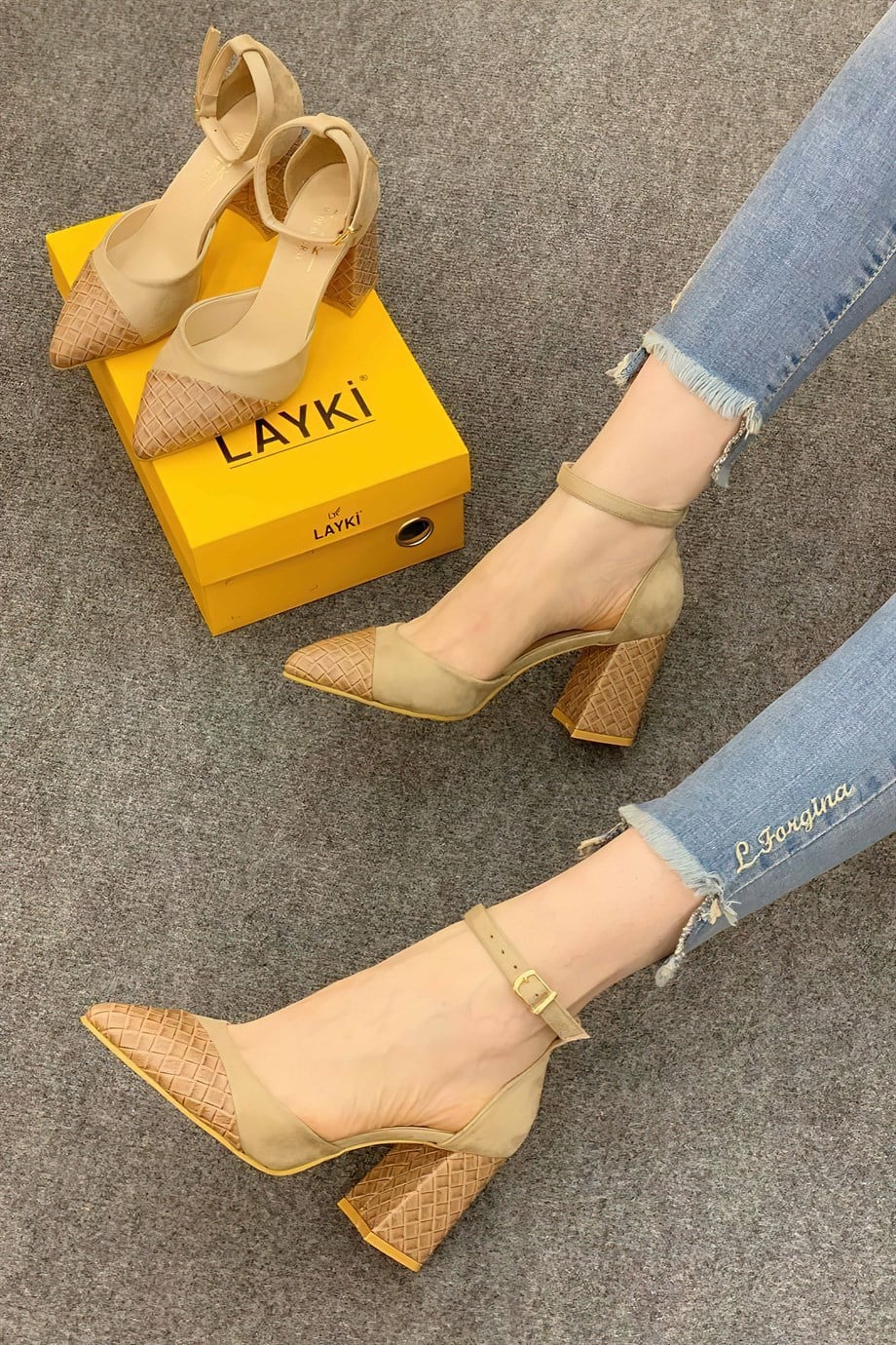 022010080000001layki7-10 cm topuklayki.com | Layki 022008 süet deri Bayan Topuklu Ayakkabı Hilario Bej Renkli Lux Suet Kadın Topuklu Ayakkabı 