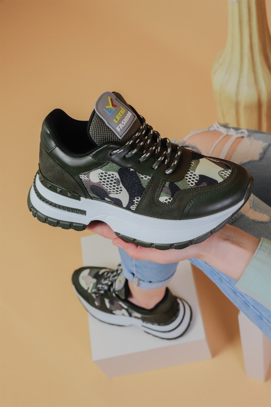 103010420000001laykiYürüyüş Ayakkabısılayki.com | Sheila Haki Renkli Kadın Sneaker Sheila Haki Renkli Kadın Sneaker
