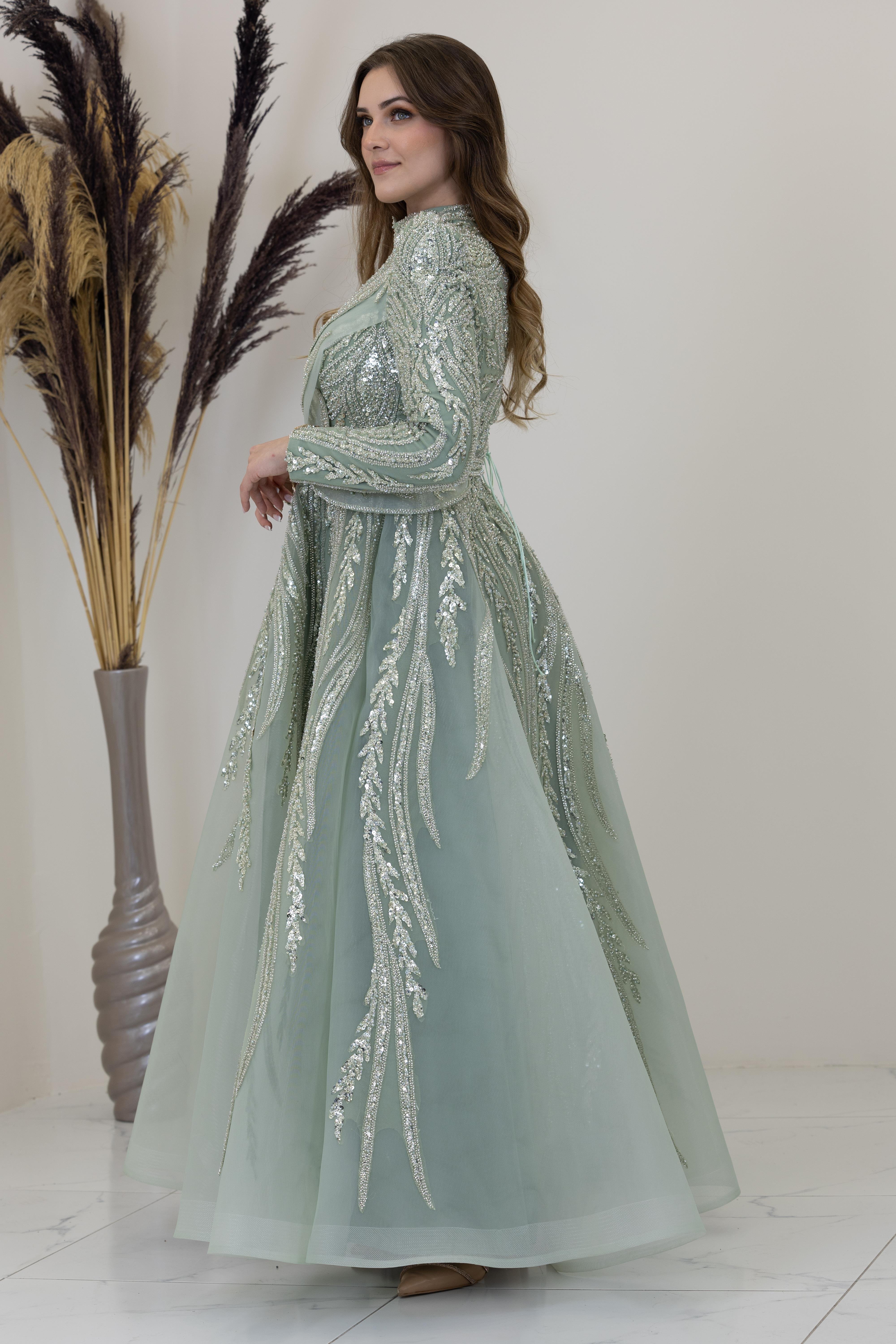 Aplik İşlemeli Şahsenem Abiye - Çağla