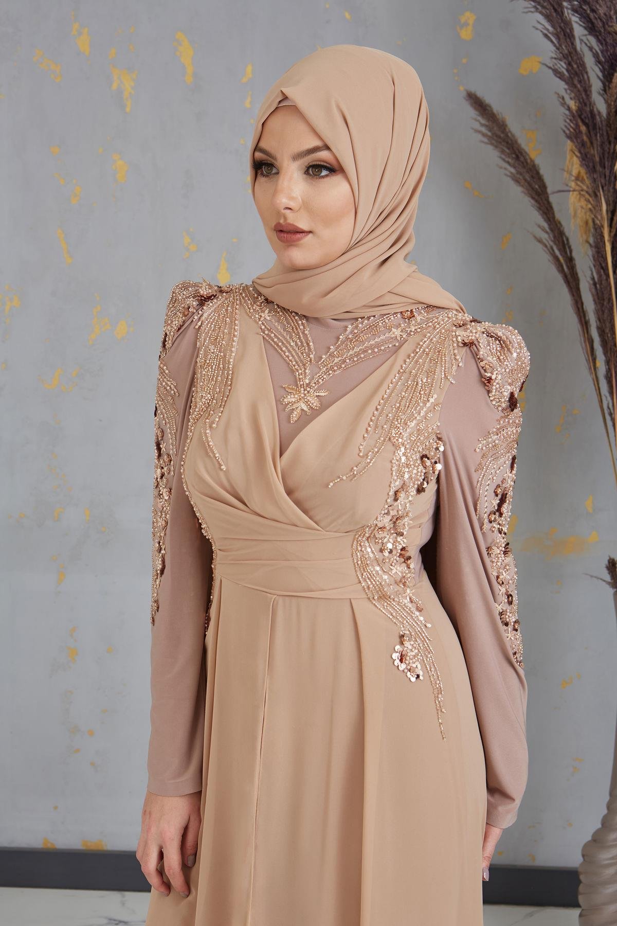 Boncuk İşlemeli Güneş Tulum - Gold