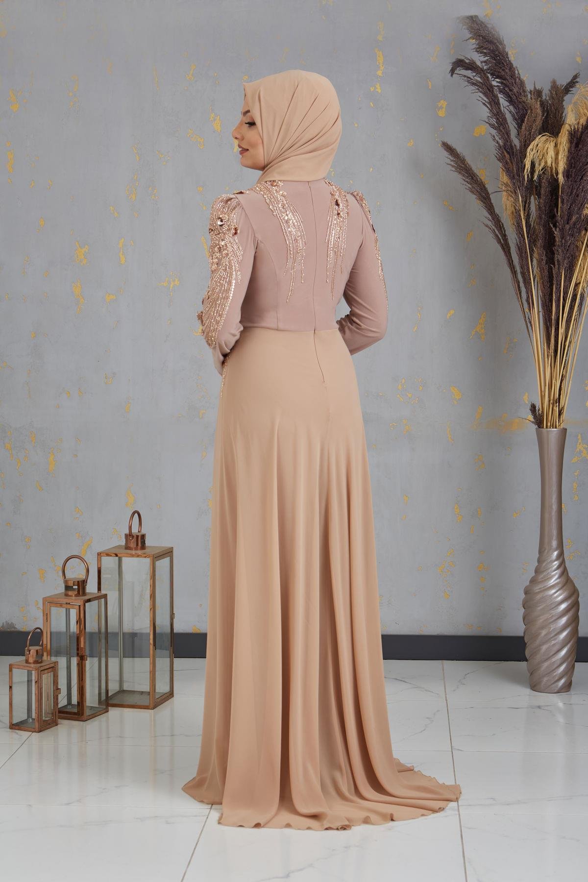 Boncuk İşlemeli Güneş Tulum - Gold