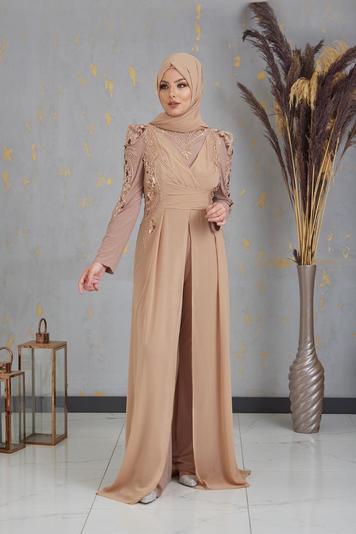 Boncuk İşlemeli Güneş Tulum - Gold