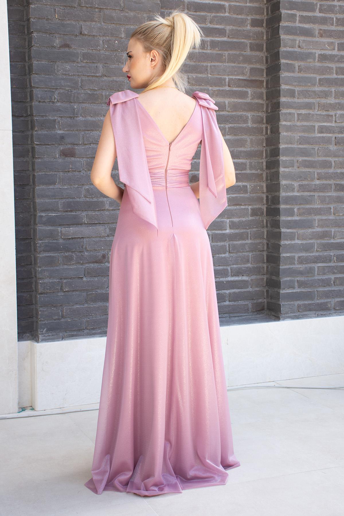 Fiyonklu Yandan Yırtmaçlı Alessi Abiye Pudra