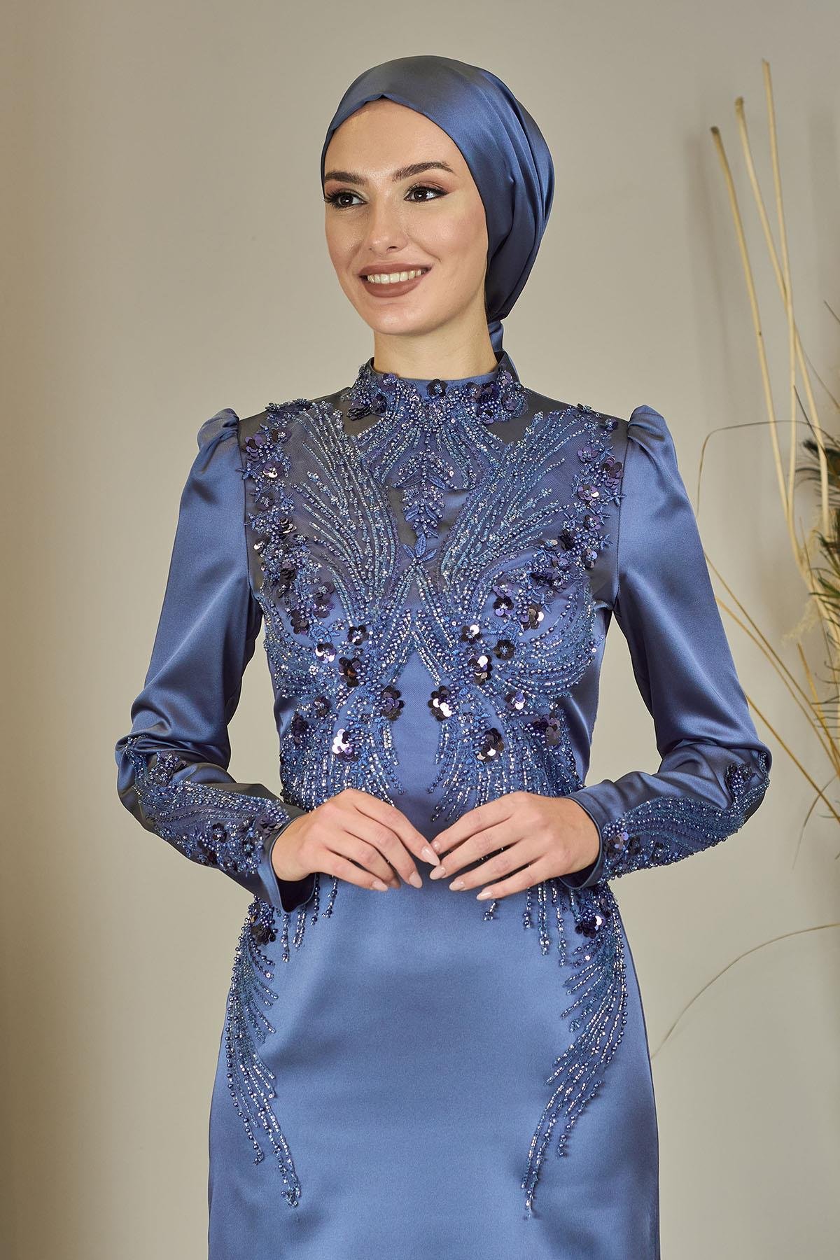 Önü Aplik İşlemeli Sıla Abiye-Antrasit