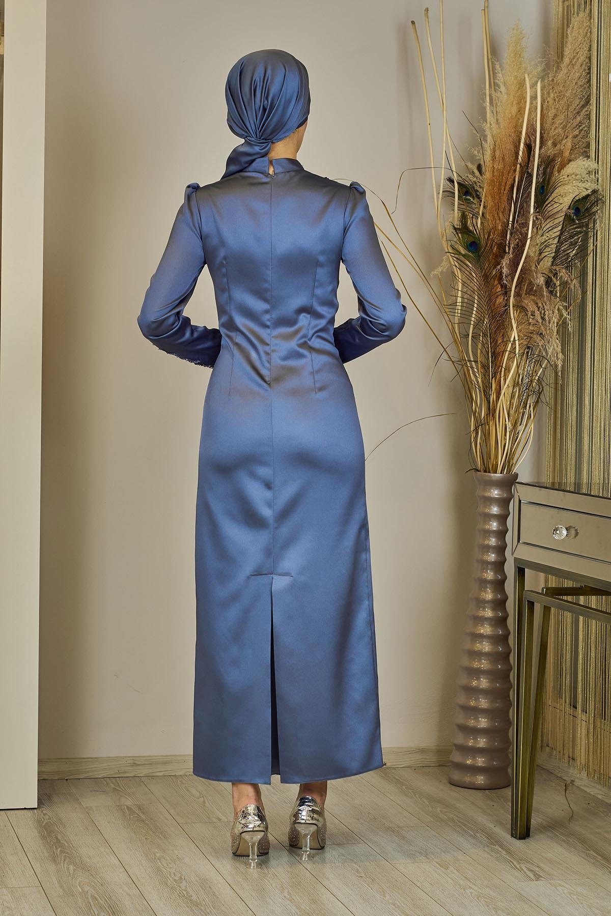 Önü Aplik İşlemeli Sıla Abiye-Antrasit