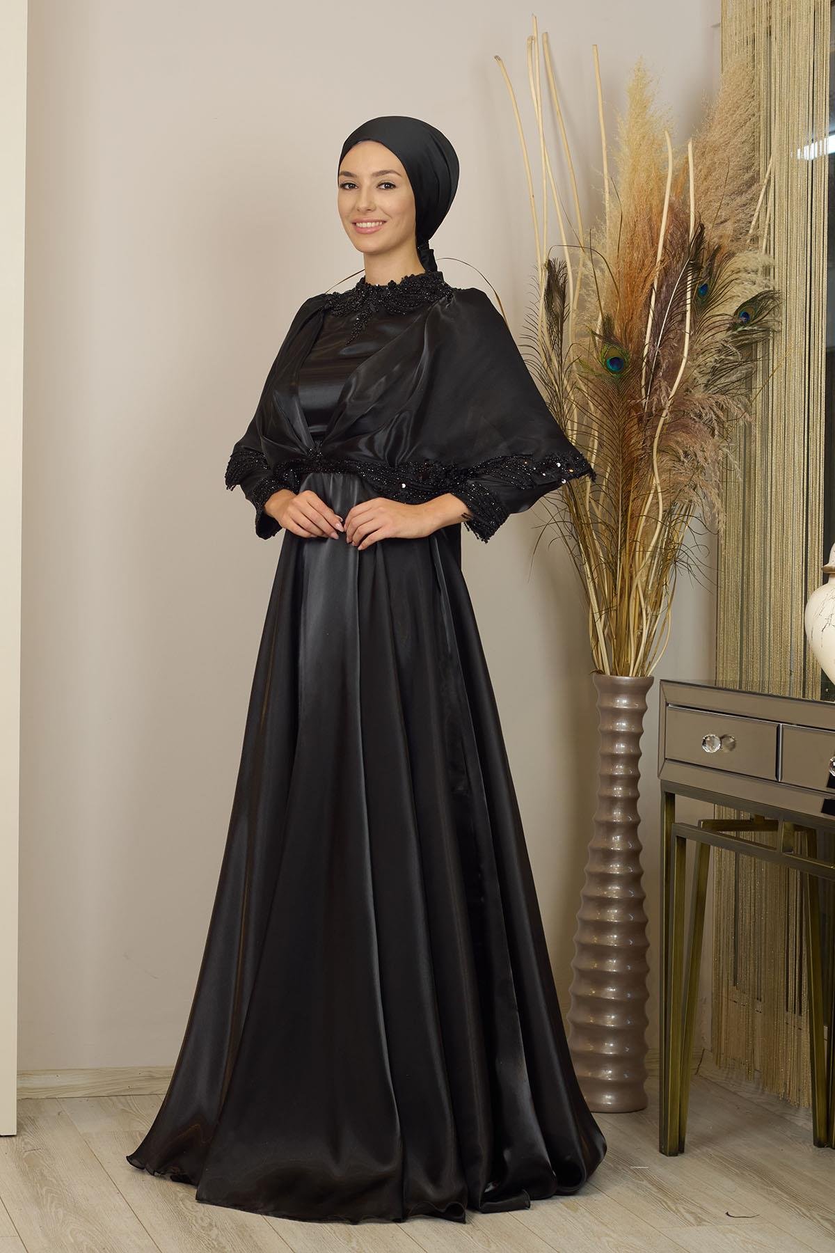 Pelerinli Deniz Abiye - Siyah