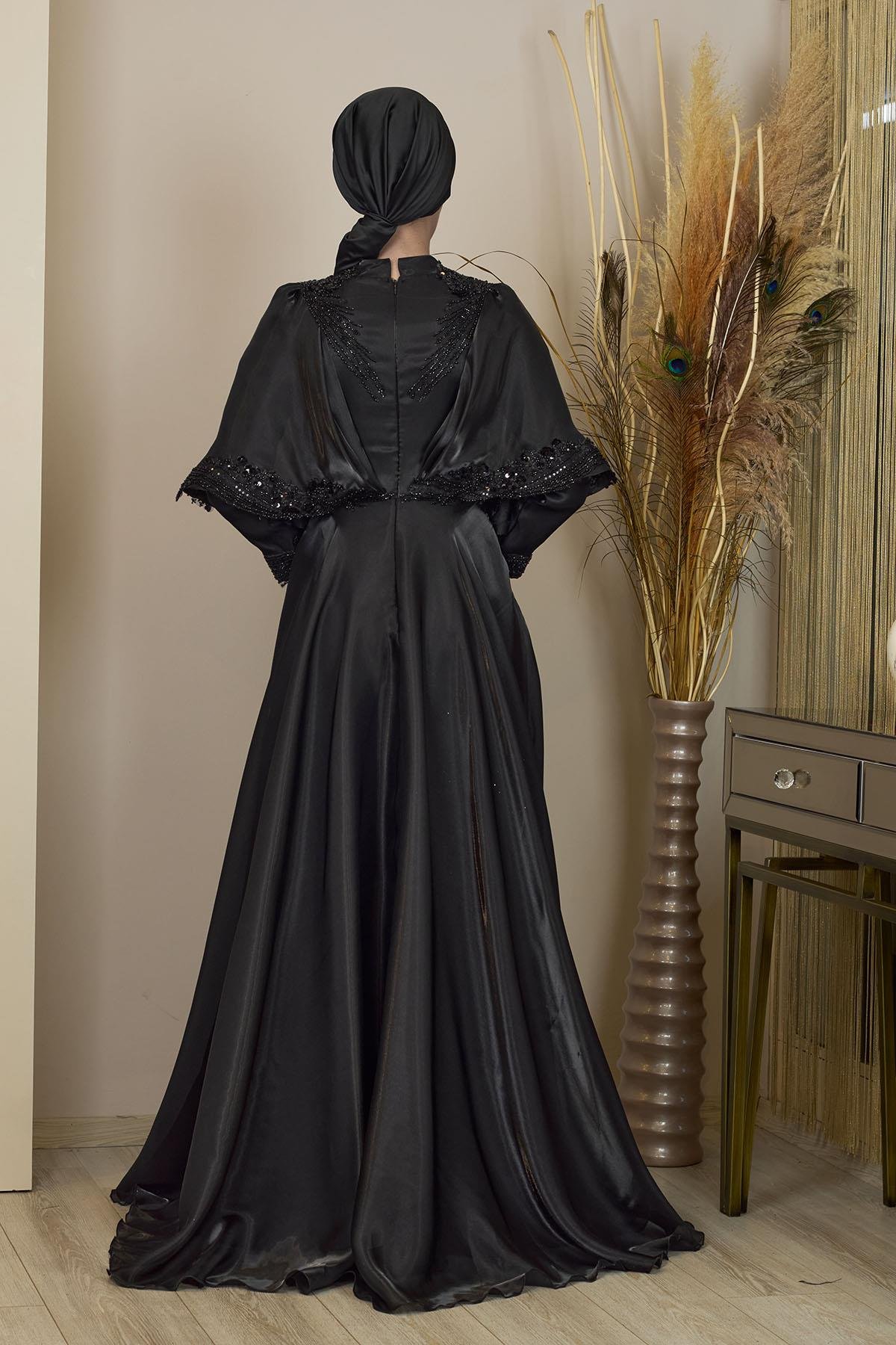 Pelerinli Deniz Abiye - Siyah