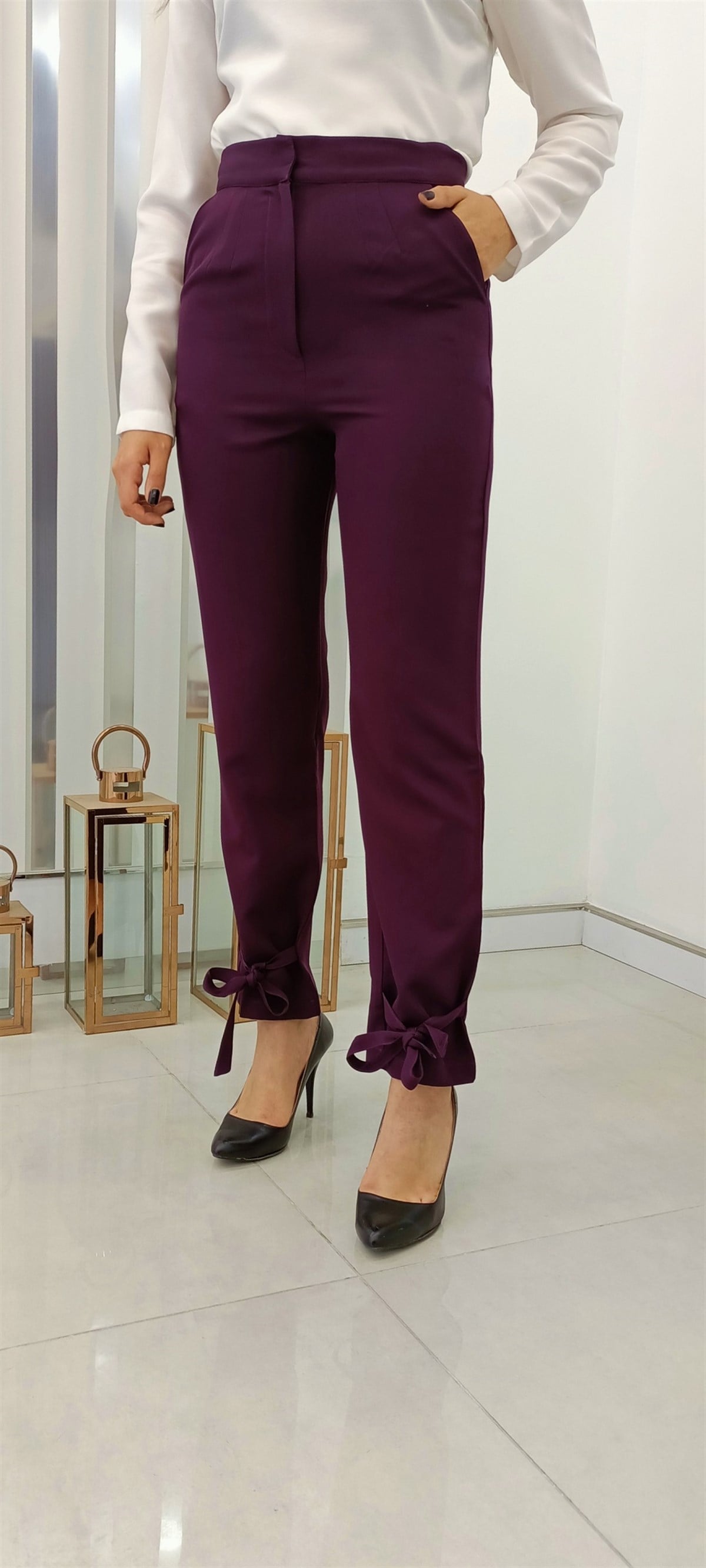 Piennar Paça Detaylı Pantalon Mürdüm