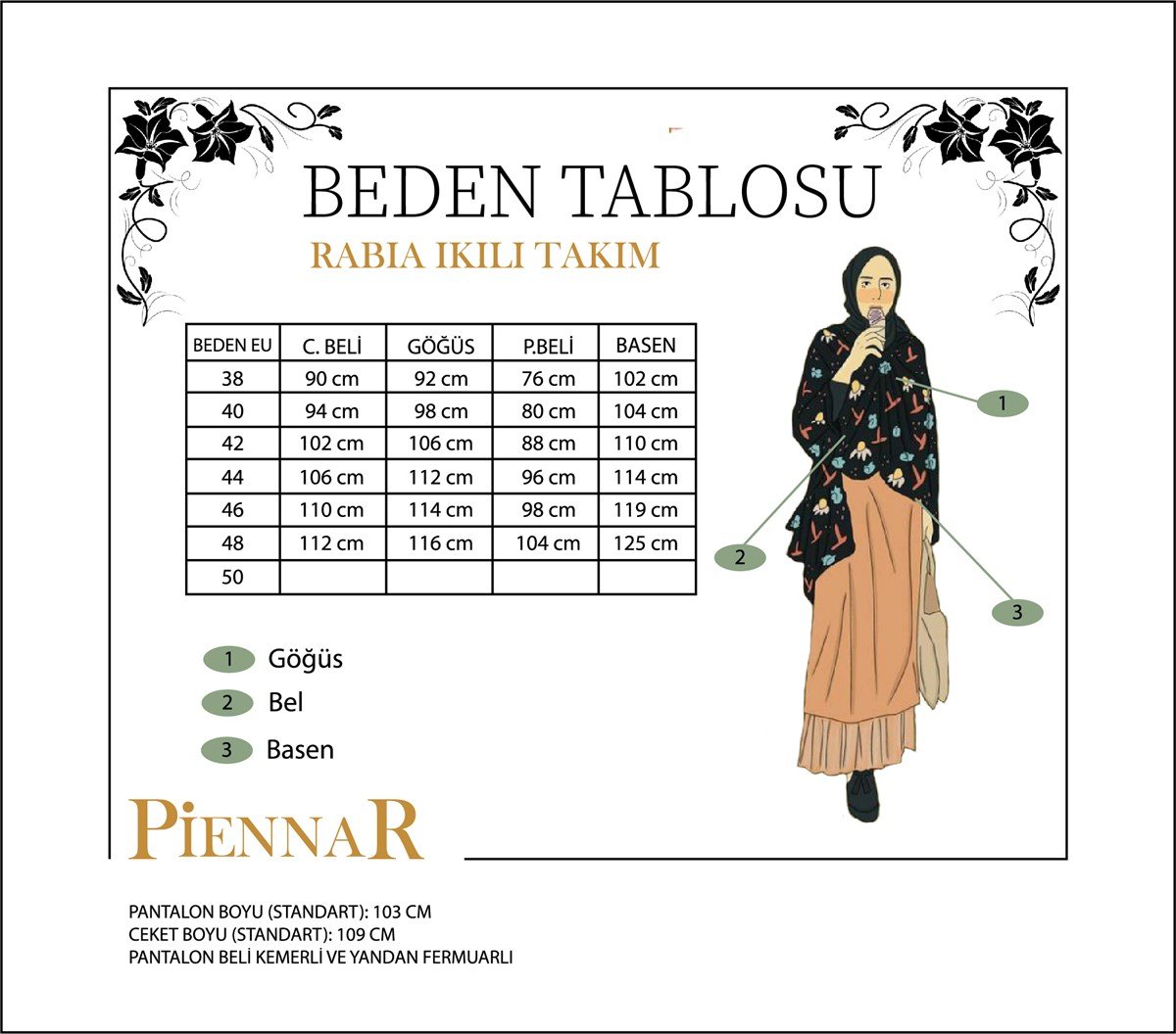 Piennar Rabia Petrol İkili Takım Tesettür Elbise