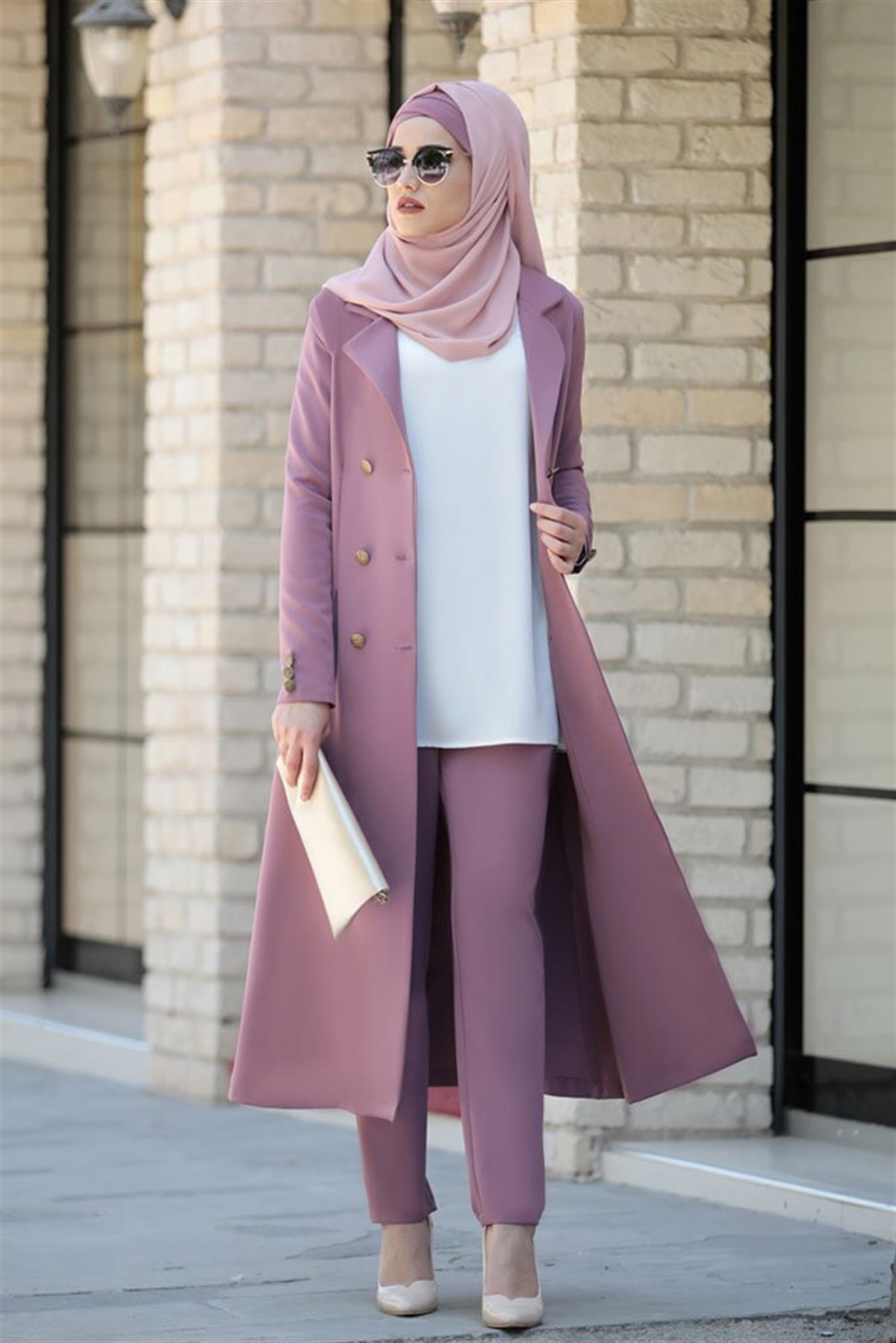 Rabia Gül Kurusu İkili Takım Tesettür Elbise