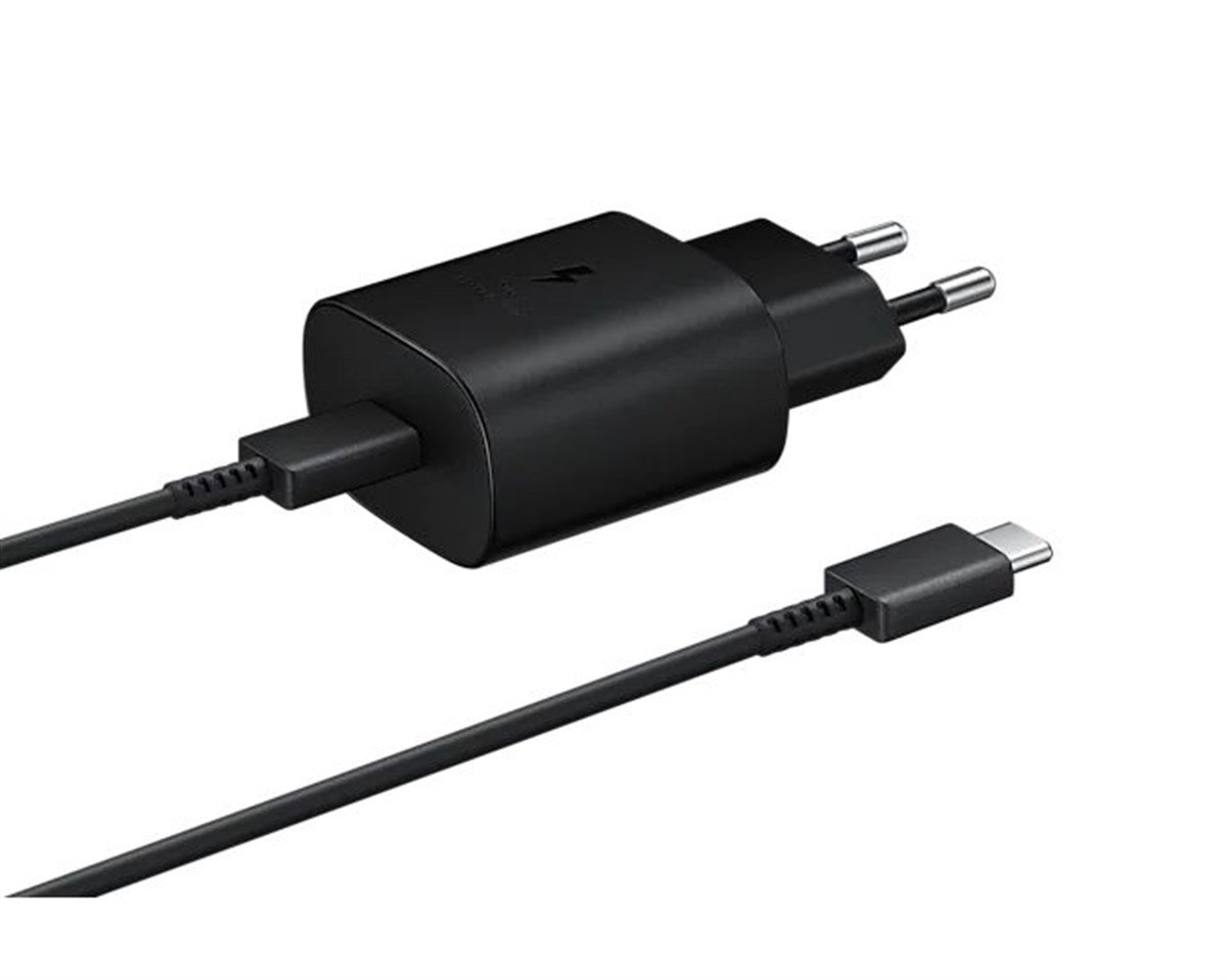Samsung 25W PD Şarj Seti Type-C Girişi ve Type-C to Type-C Kablo Siyah EP-TA800NWEGWW