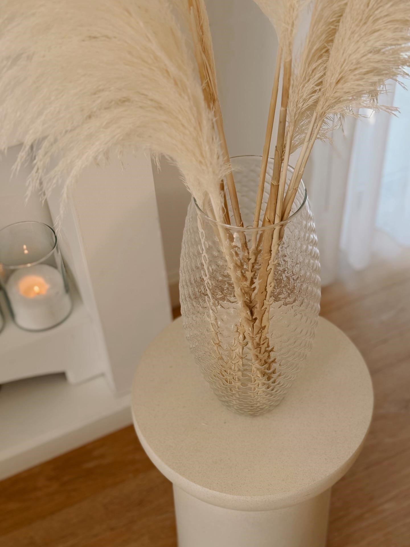 NİRA CAM VAZO VE PAMPAS BUKETİ