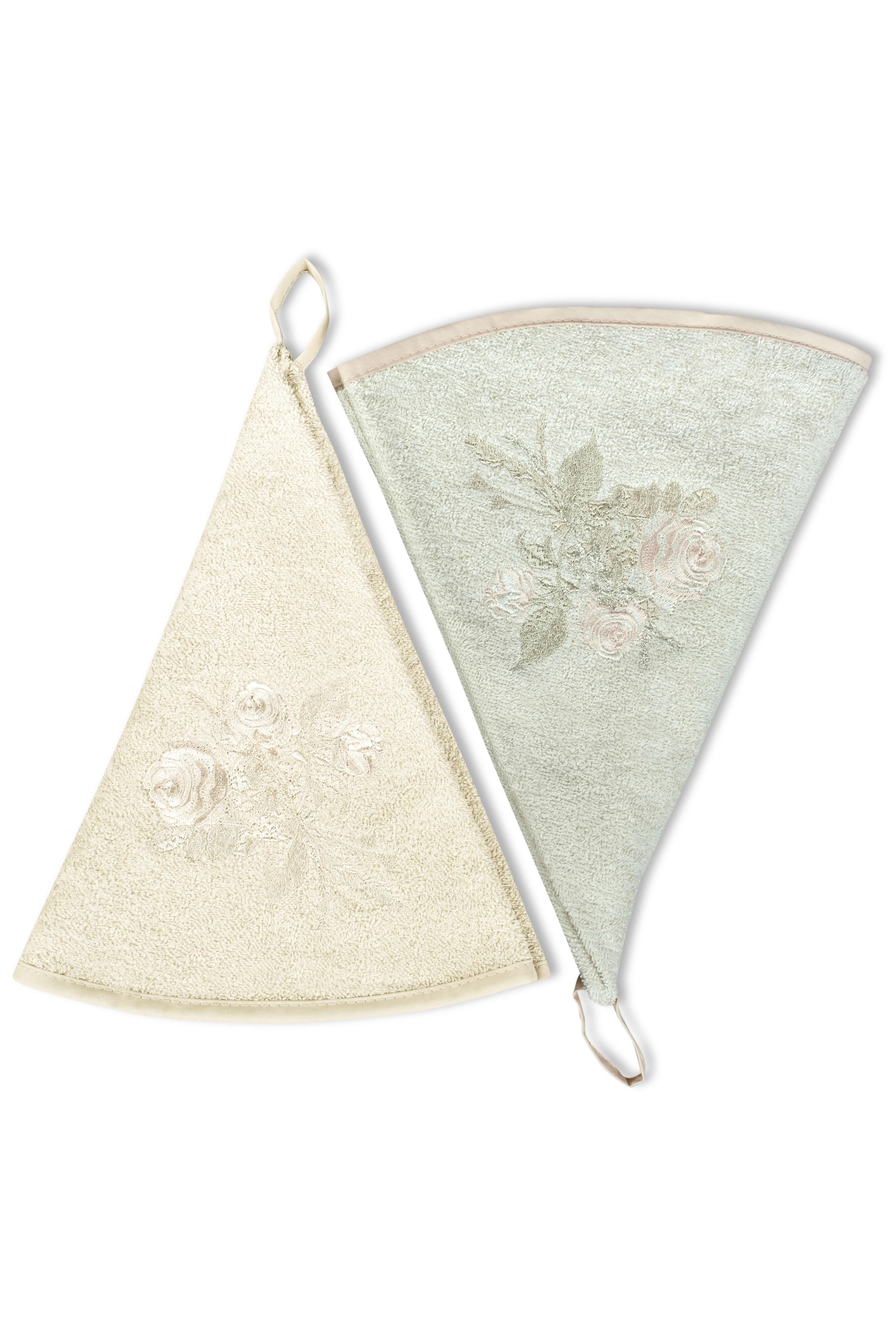 Aleyna 70*70 %100 Pamuk Nakışlı Yuvarlak El Havlusu / Mutfak Havlusu(2 Ad)