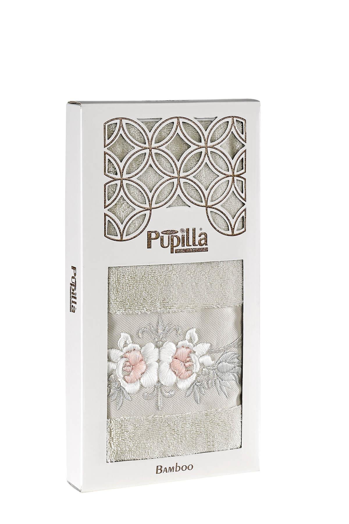 Eva Penye Nakışlı 50*90 Tek El Havlusu (Kutulu) Tomurcuk Desen - Bej