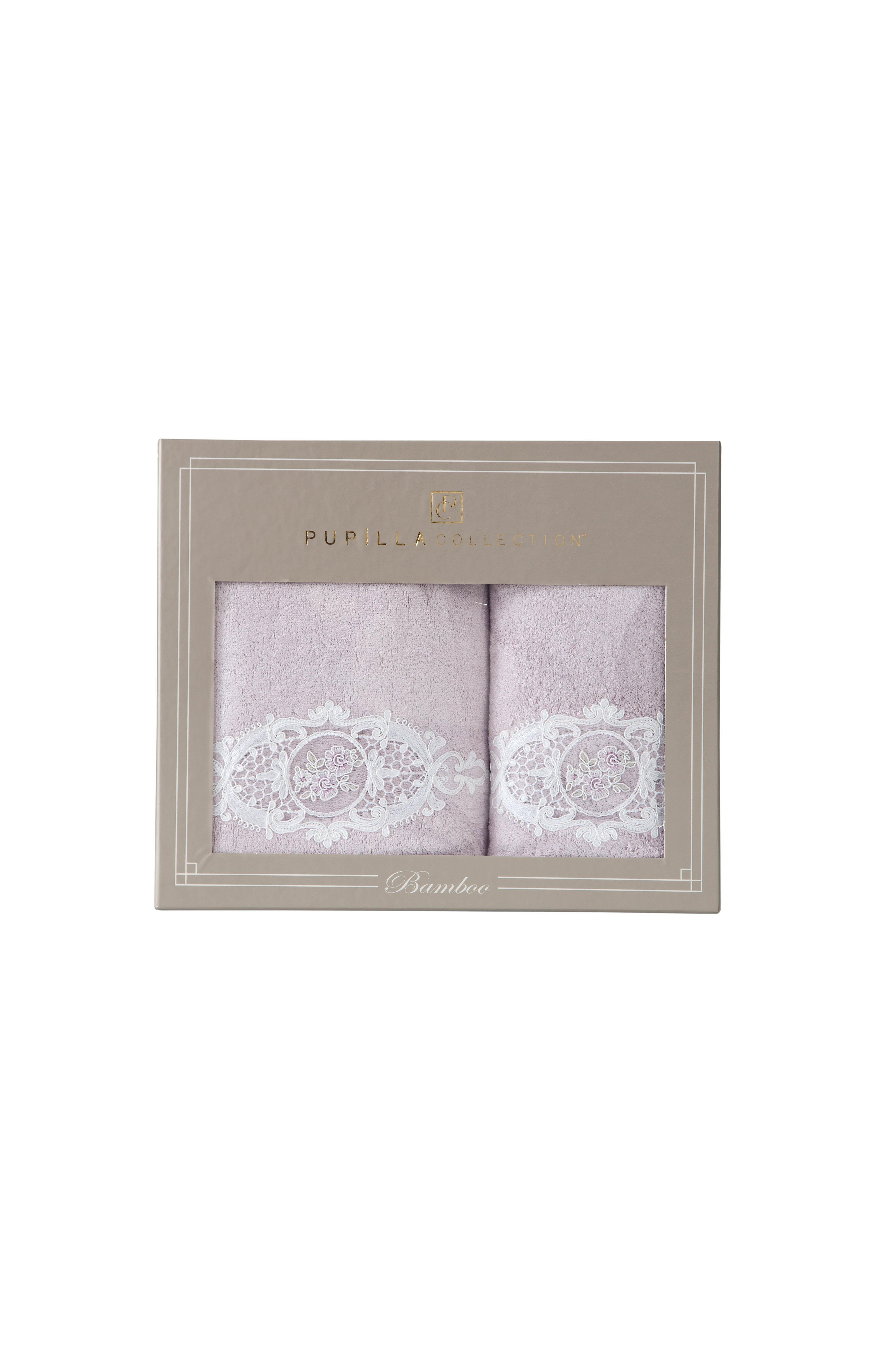 Flora Bambu Güpürlü 2'Li Banyo Havlu Set (50*90+70*140) - Lila