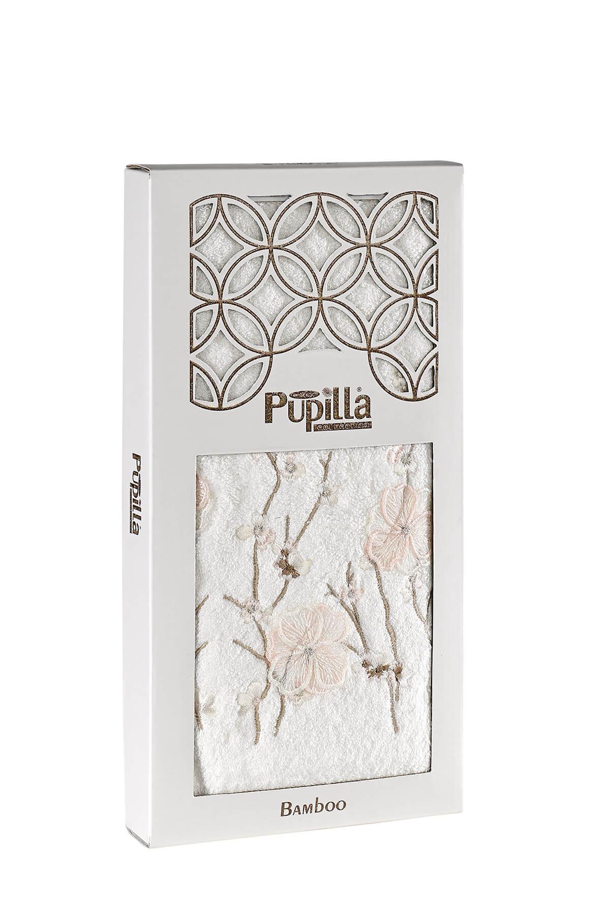 Lizaro 50*90 Bambu 3 Boyutlu Nakışlı Yüz Havlusu (Kutulu) - Krem