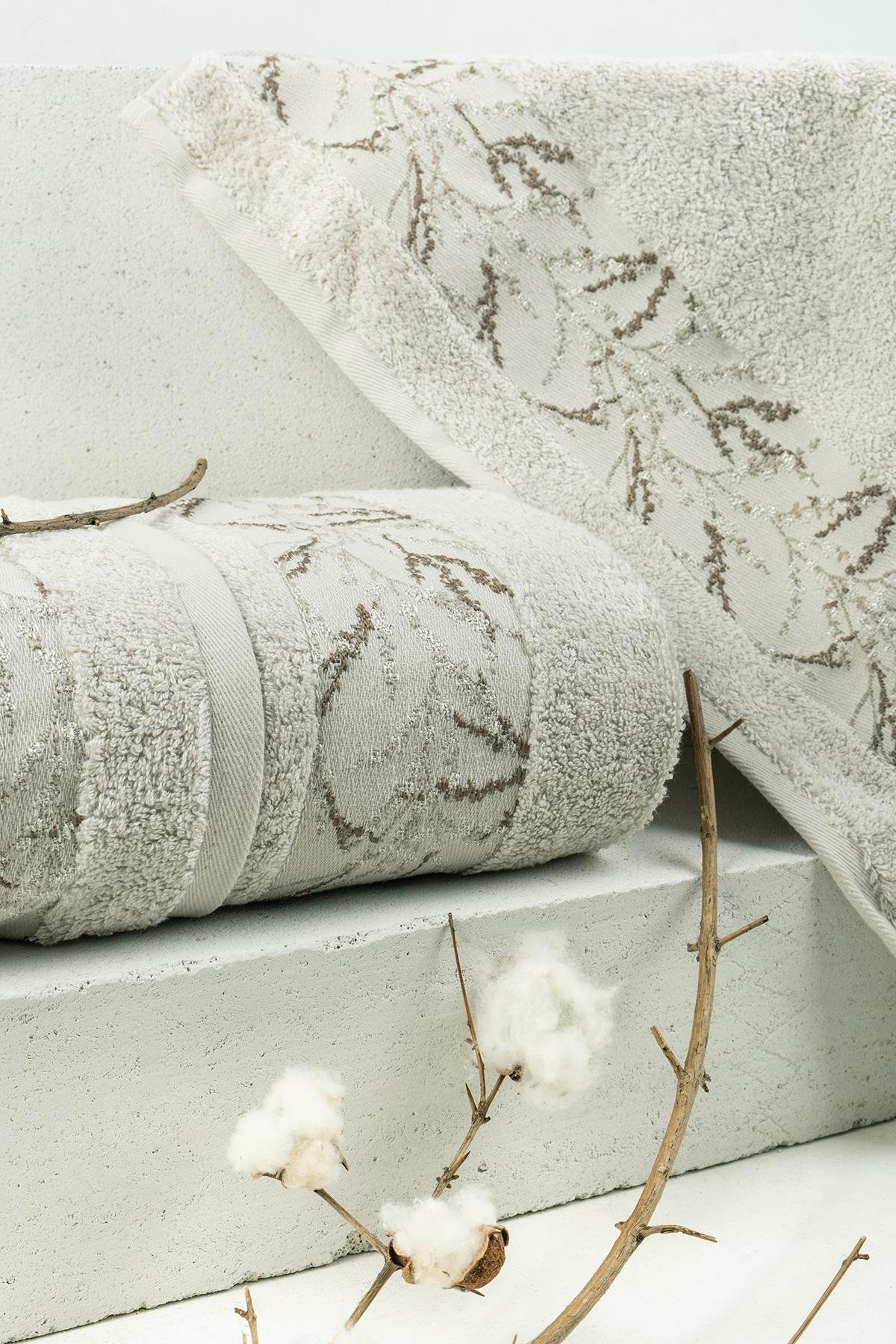 Milena Bambu 2'Li Banyo Havlu Seti (50*90+70*140) -Bej