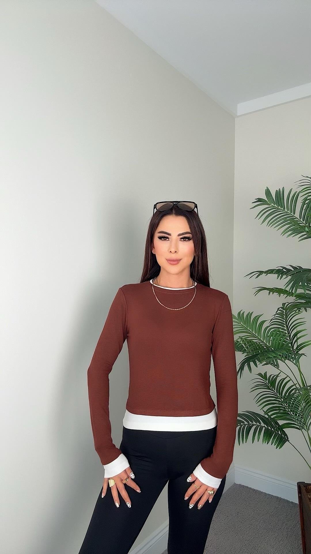 Archi Kadın Basic Kahverengi Bluz