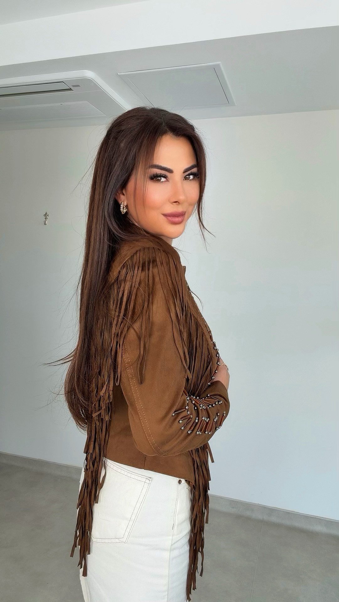 Arina Nubuk Püsküllü Kadın Ceket