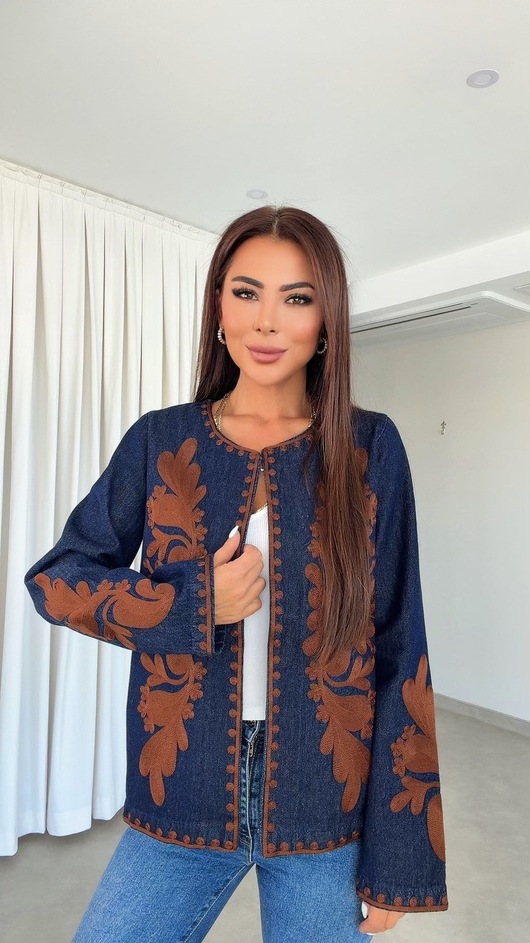 Ariyana Kadın Kahverengi Kot Ceket