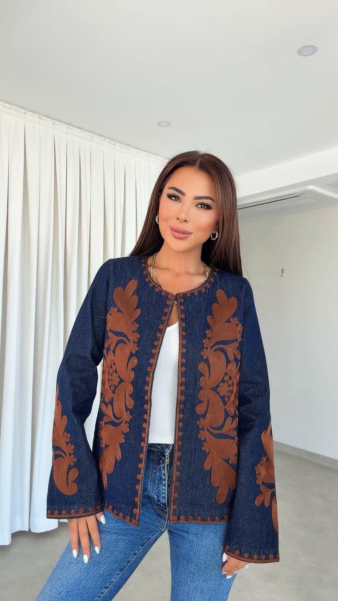 Ariyana Kadın Kahverengi Kot Ceket