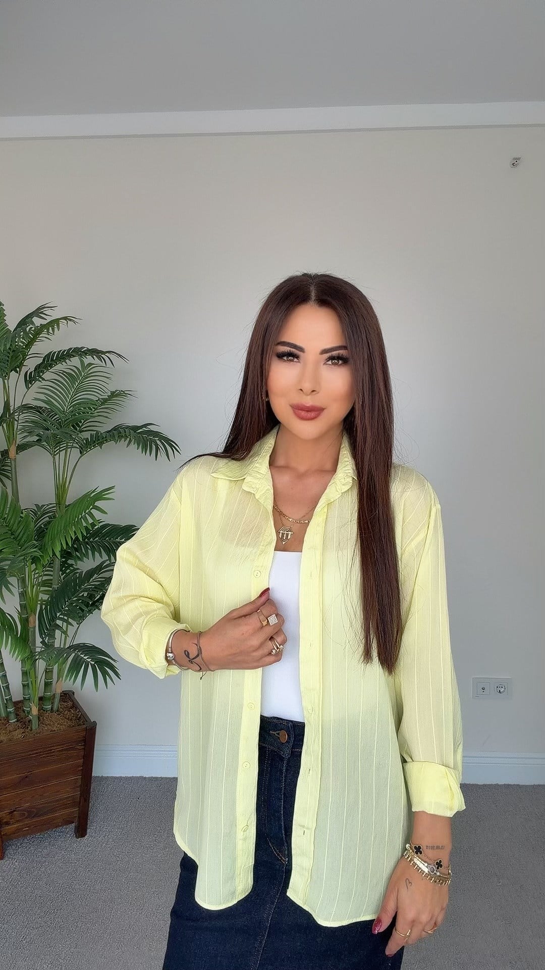 Cover Kadın Sarı Dökümlü Gömlek