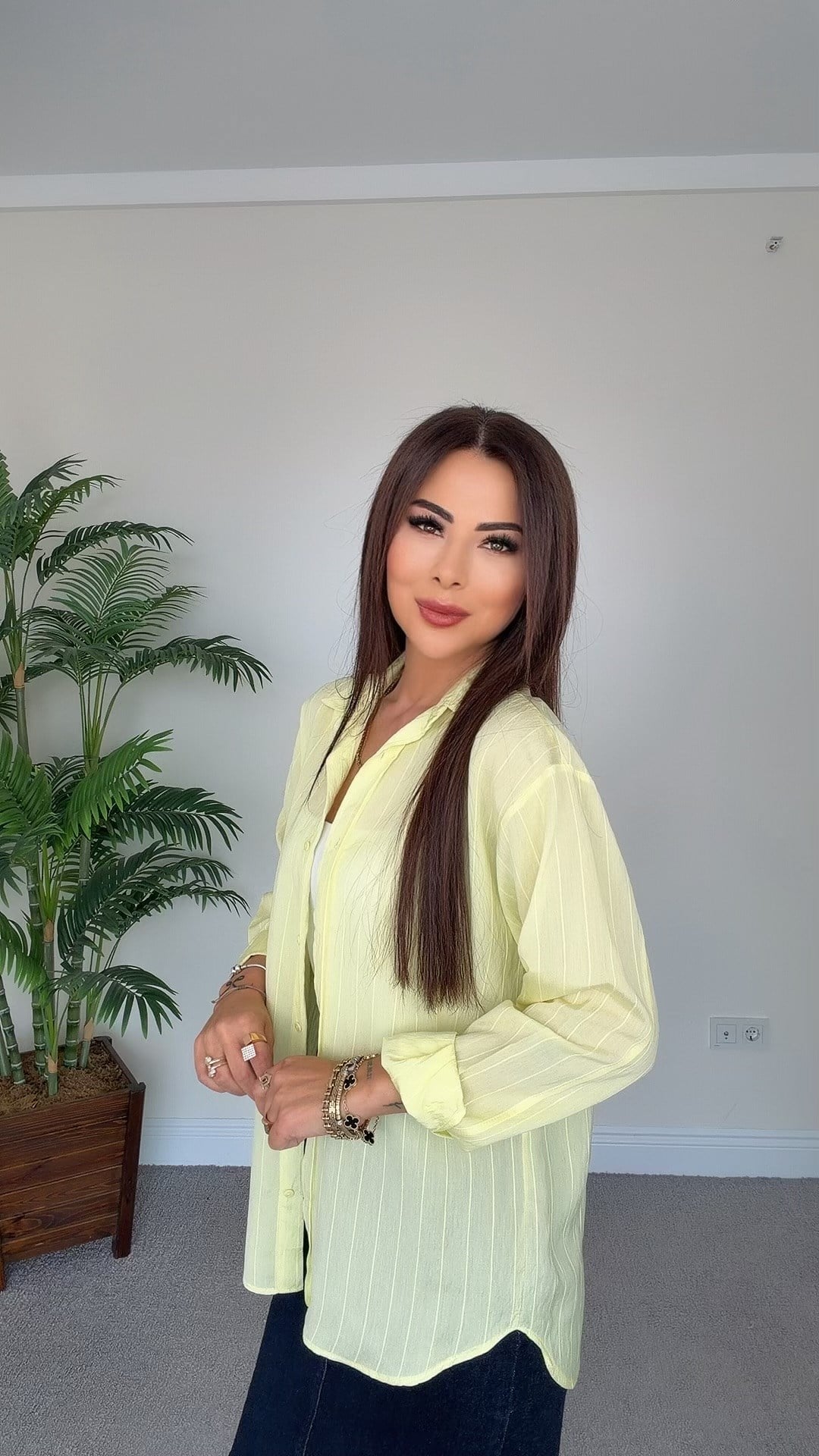 Cover Kadın Sarı Dökümlü Gömlek