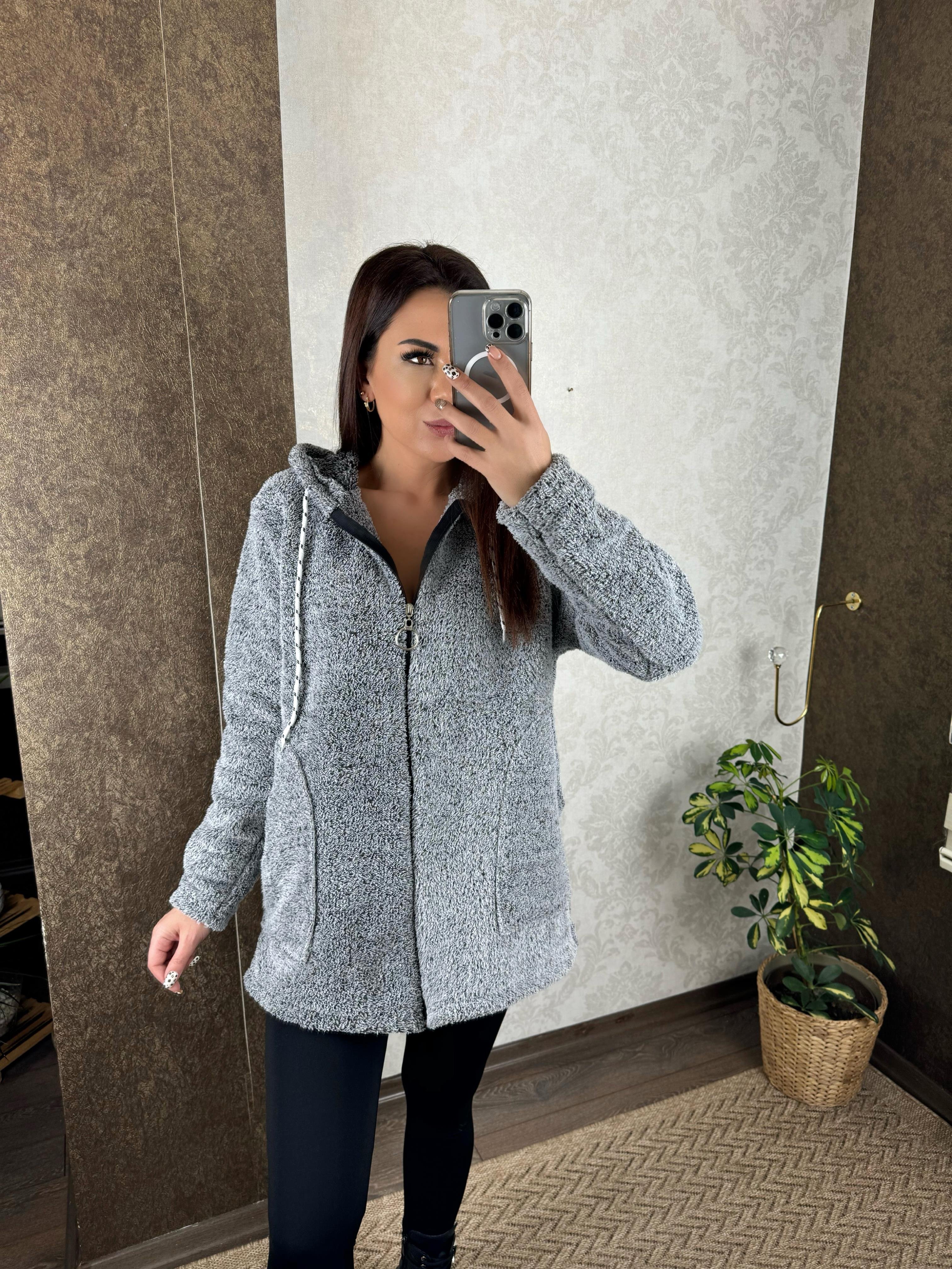 Cuby Kadın Gri Polar Hırka