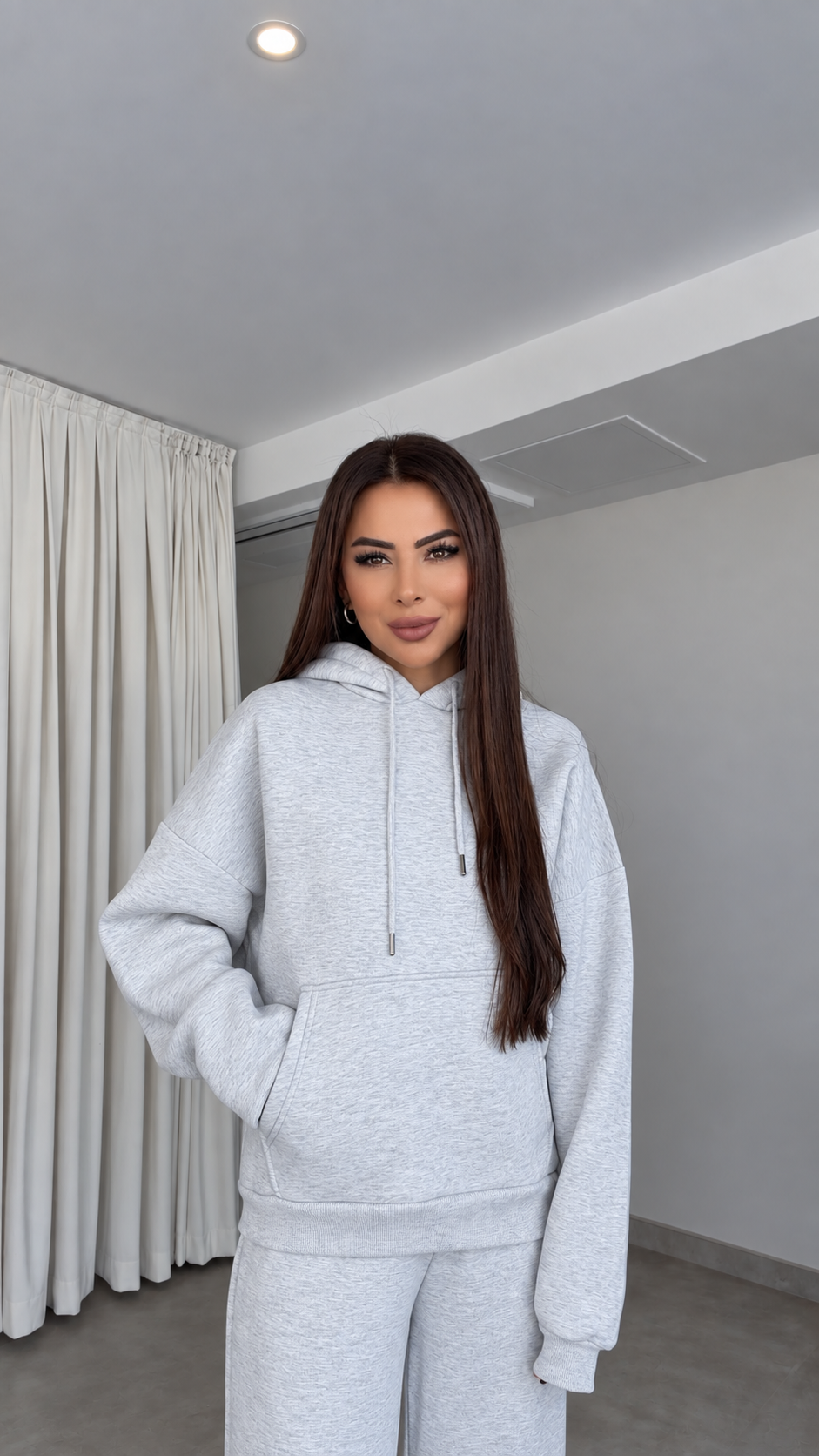 Dahyei Arkası Taşlı Kadın Gri Sweat