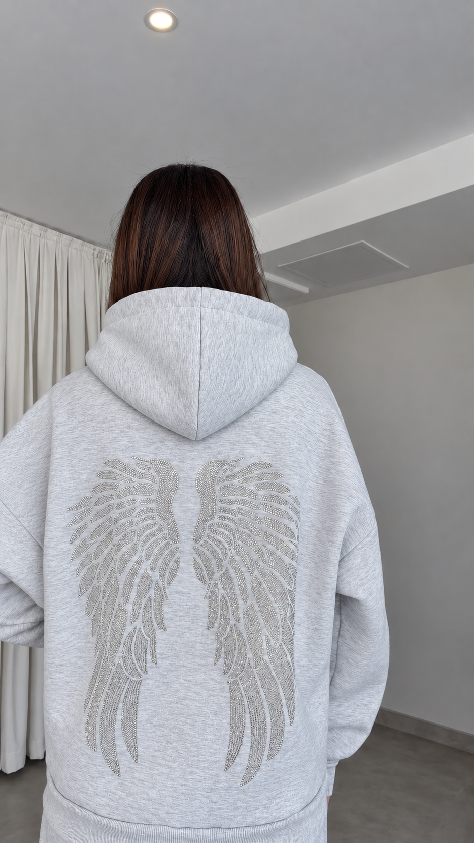 Dahyei Arkası Taşlı Kadın Gri Sweat