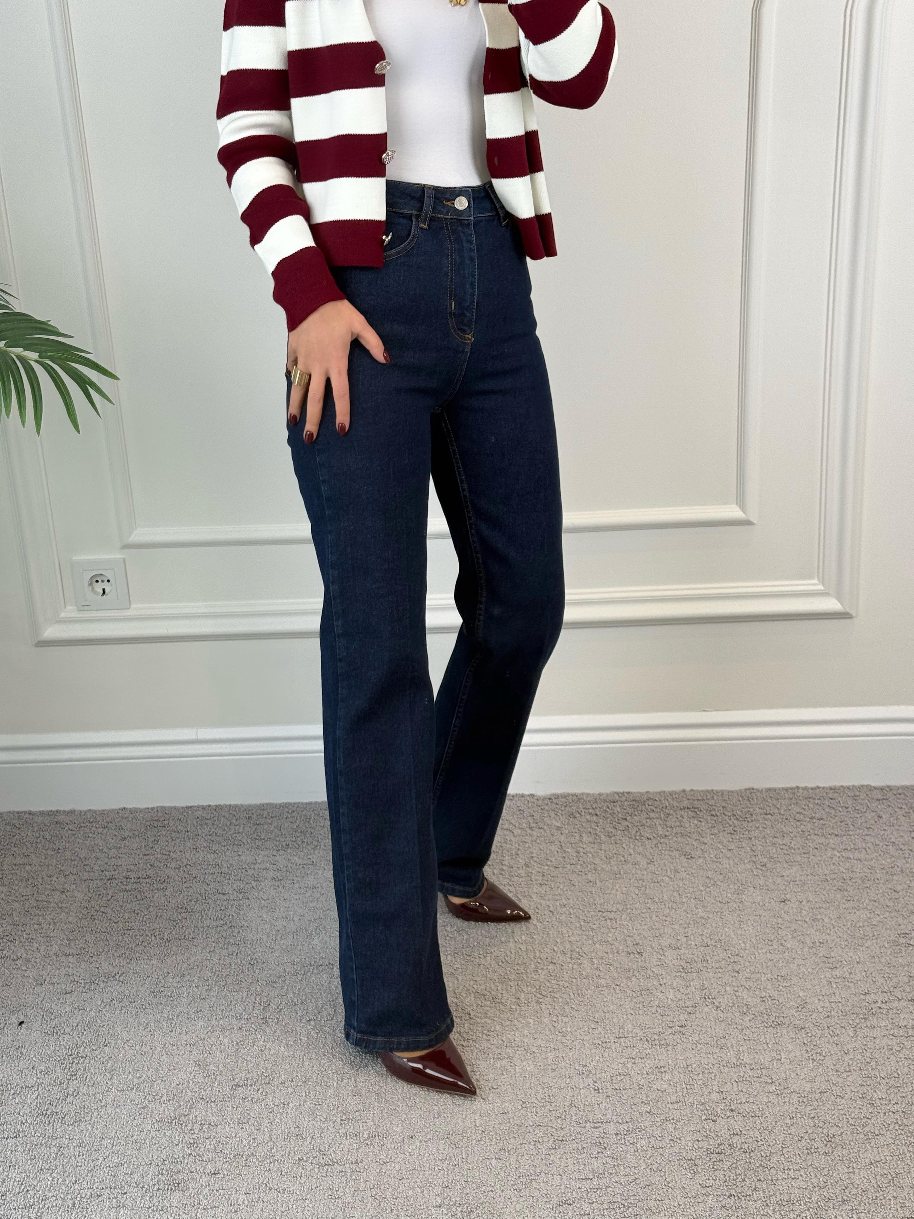 Denim Yüksek Bel Geniş Paça Jean