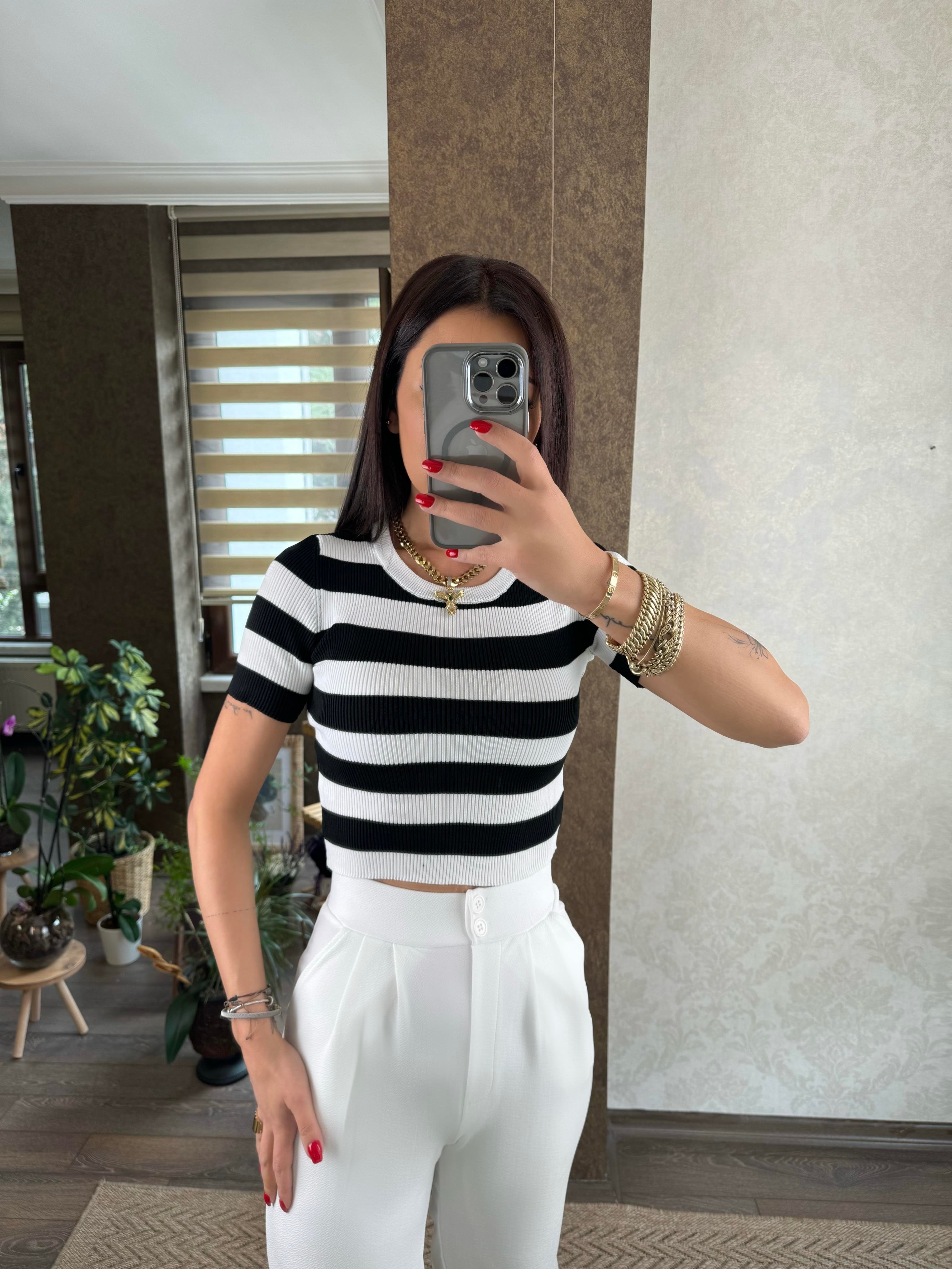Dezay Kadın Çizgili  Crop