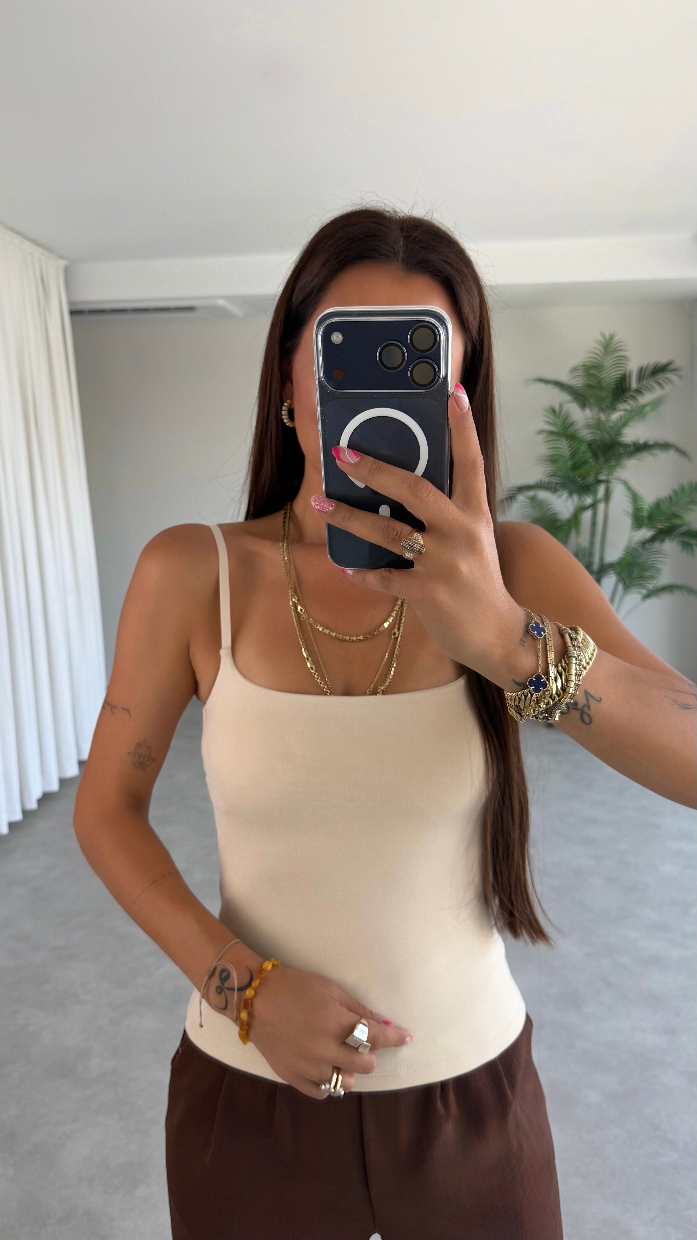 Dinne Kadın Askılı Bra Bej Atlet Bluz