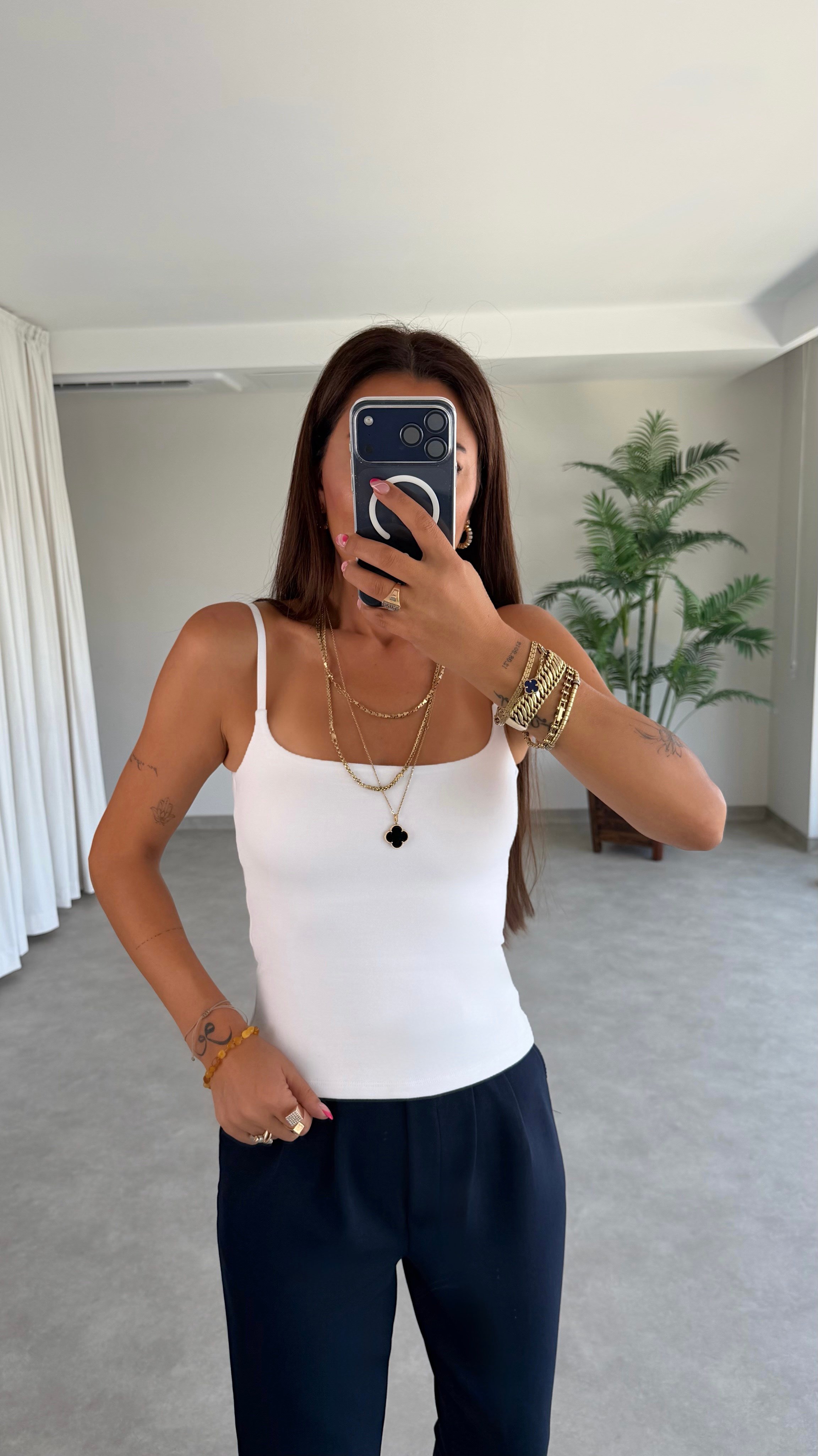 Dinne Kadın Askılı Bra Beyaz Atlet Bluz
