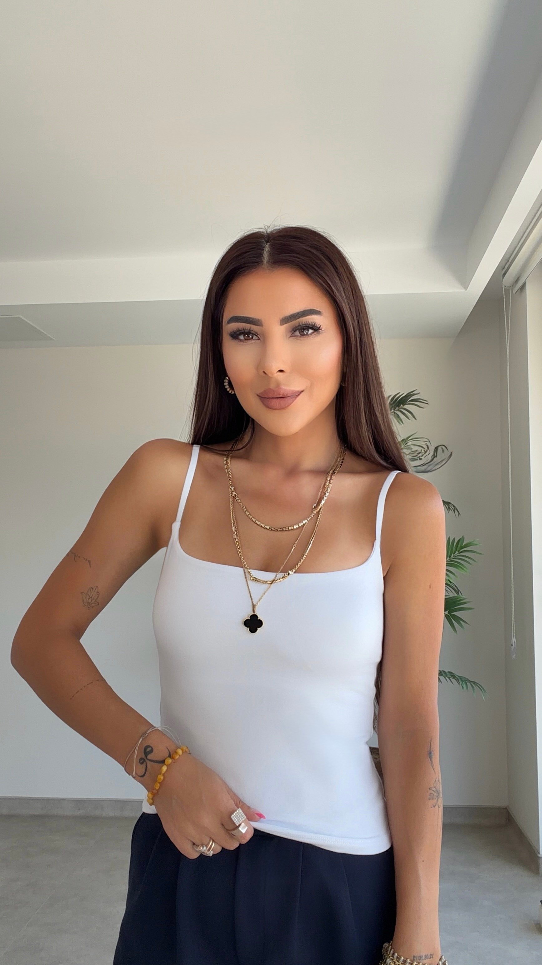 Dinne Kadın Askılı Bra Beyaz Atlet Bluz