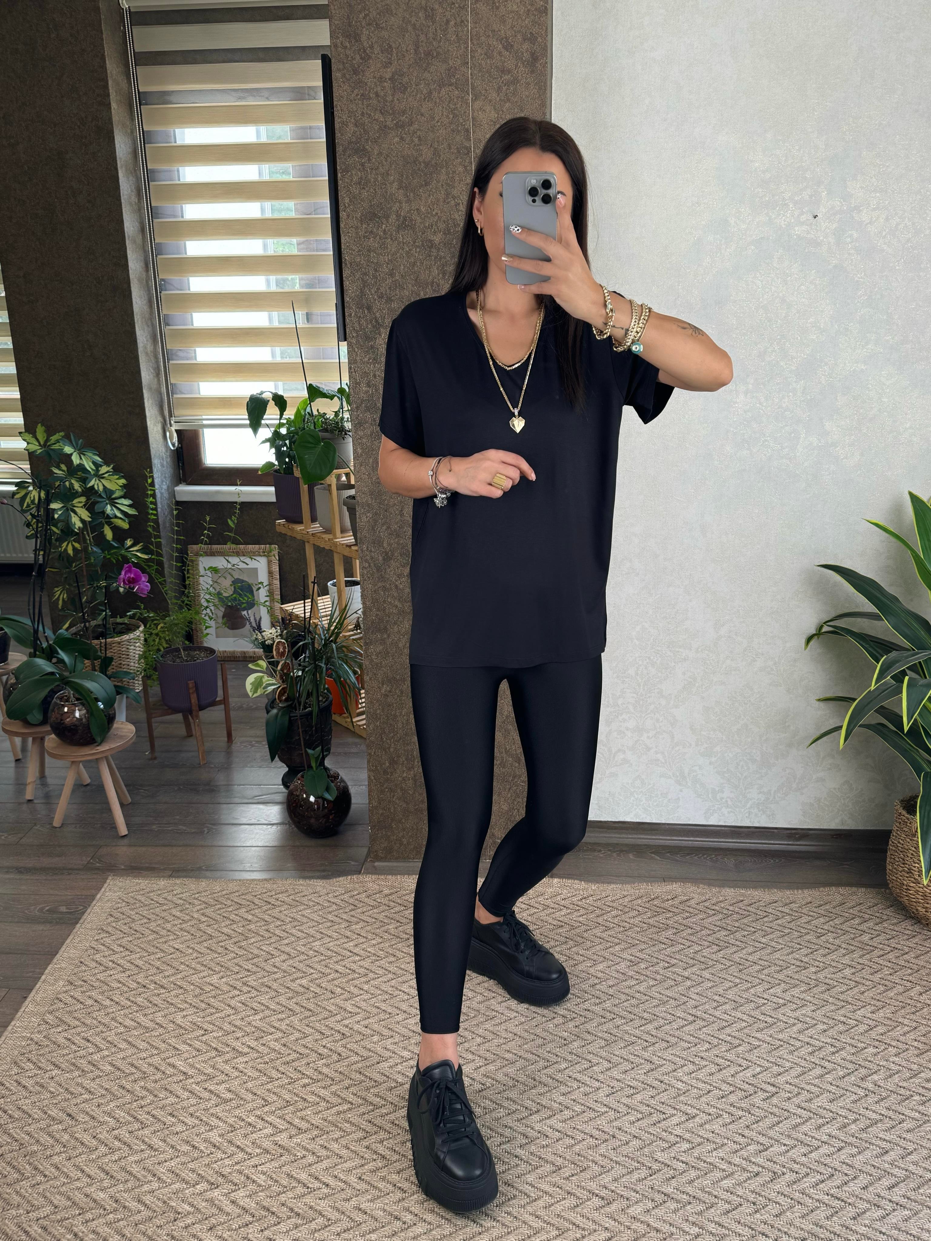Disa Kadın V Yaka Basic Siyah T-shirt