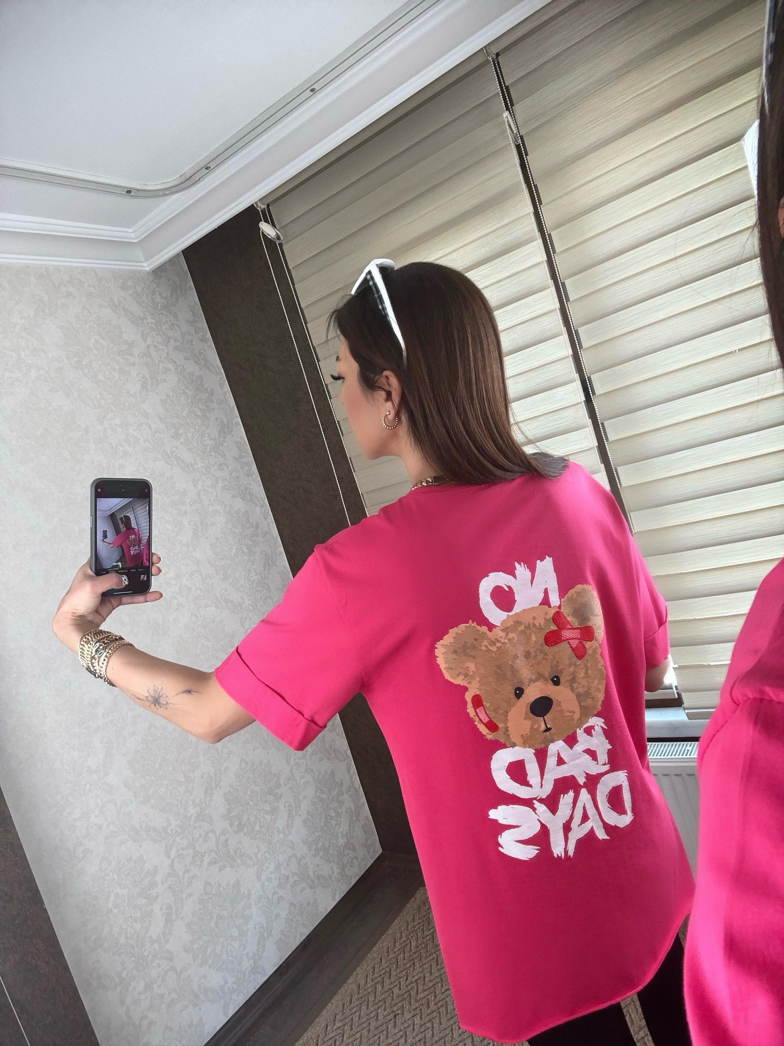 Eldon Kadın Ayıcık Baskılı Pembe T-shirt