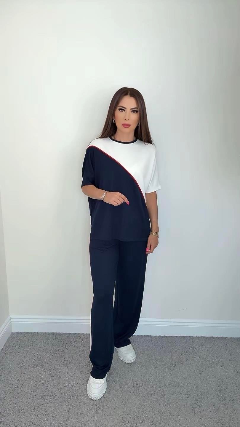 Elit Kadın Ara Biyeli Lacivert Beyaz İkili Takım